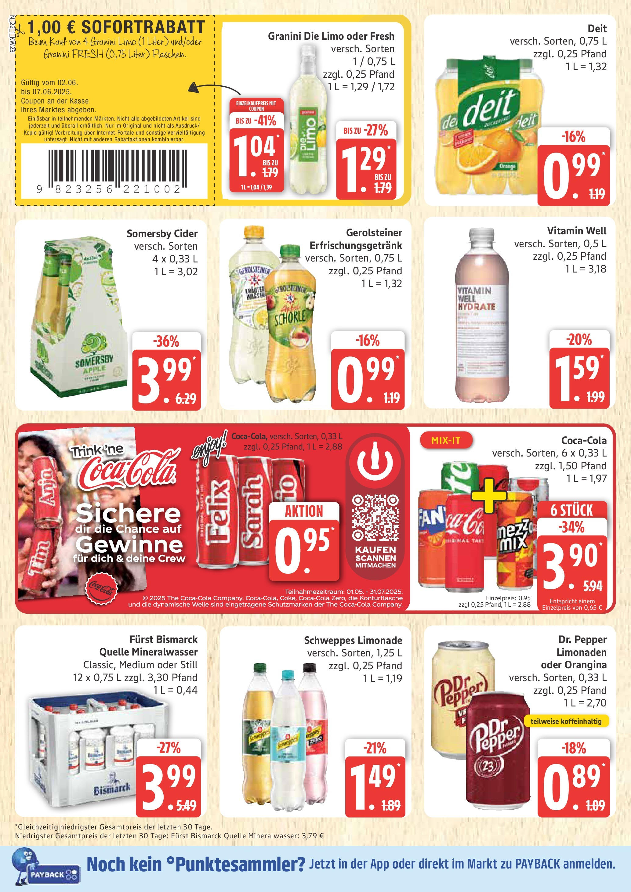 Marktkauf - Marktkauf: Wochenangebote (ab 01.06.2025) » Angebote online | Seite: 22 | Produkte: Limonade, Schweppes, Mineralwasser, Granini