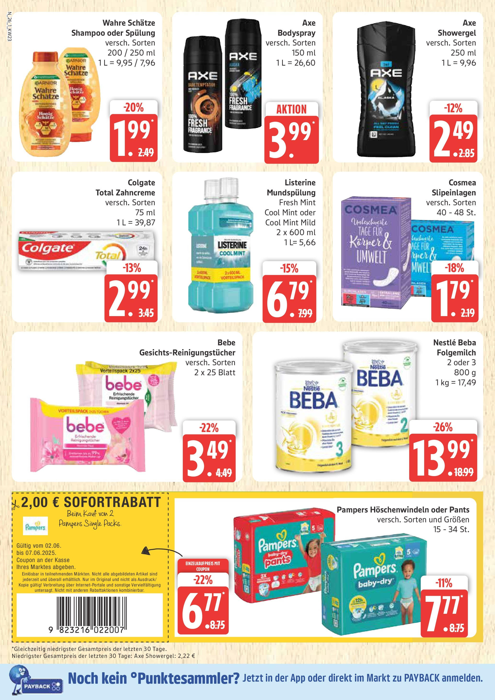 Marktkauf - Marktkauf: Wochenangebote (ab 01.06.2025) » Angebote online | Seite: 26 | Produkte: Spülung, Reinigungstücher, Axe, Listerine
