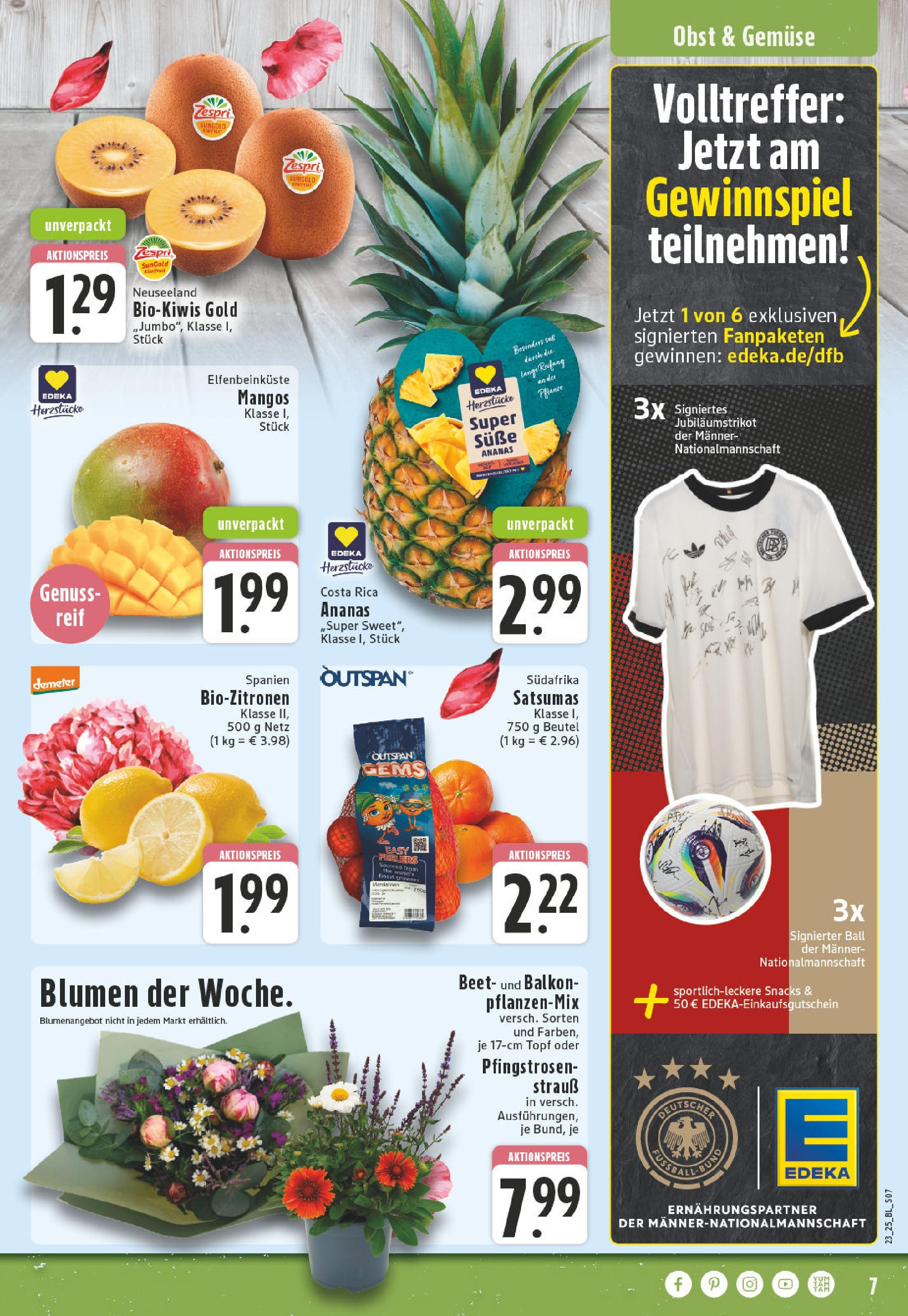 Edeka prospekt Solingen-Wald	 (ab 01.06.2025) » Angebote Online | Seite: 7 | Produkte: Blumen, Ananas, Obst, Mango