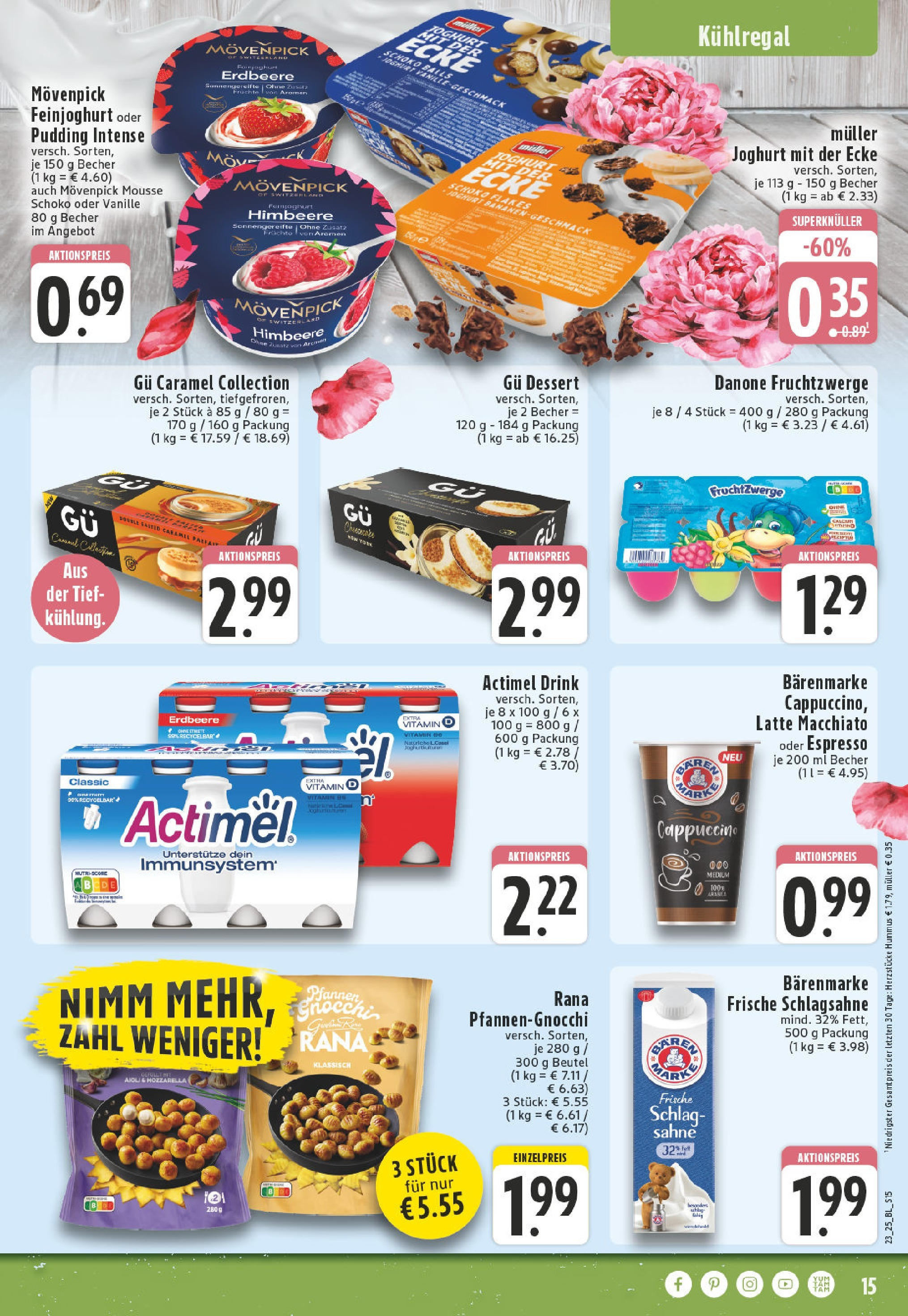Edeka prospekt Solingen-Wald	 (ab 01.06.2025) » Angebote Online | Seite: 15 | Produkte: Actimel, Schlagsahne, Mozzarella, Himbeere