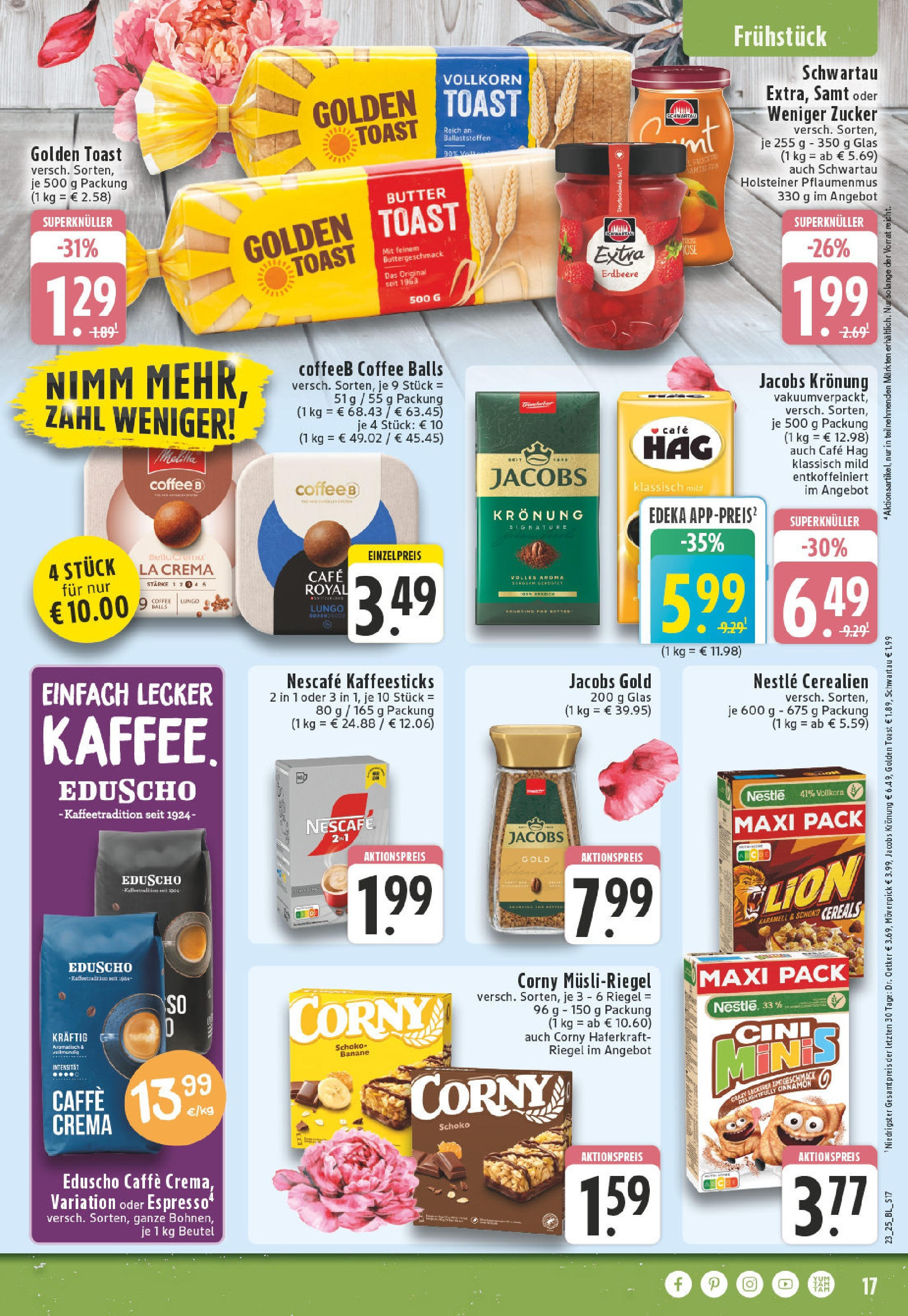 Edeka prospekt Solingen-Wald	 (ab 01.06.2025) » Angebote Online | Seite: 17 | Produkte: Nescafe, Butter, Toast, Zucker