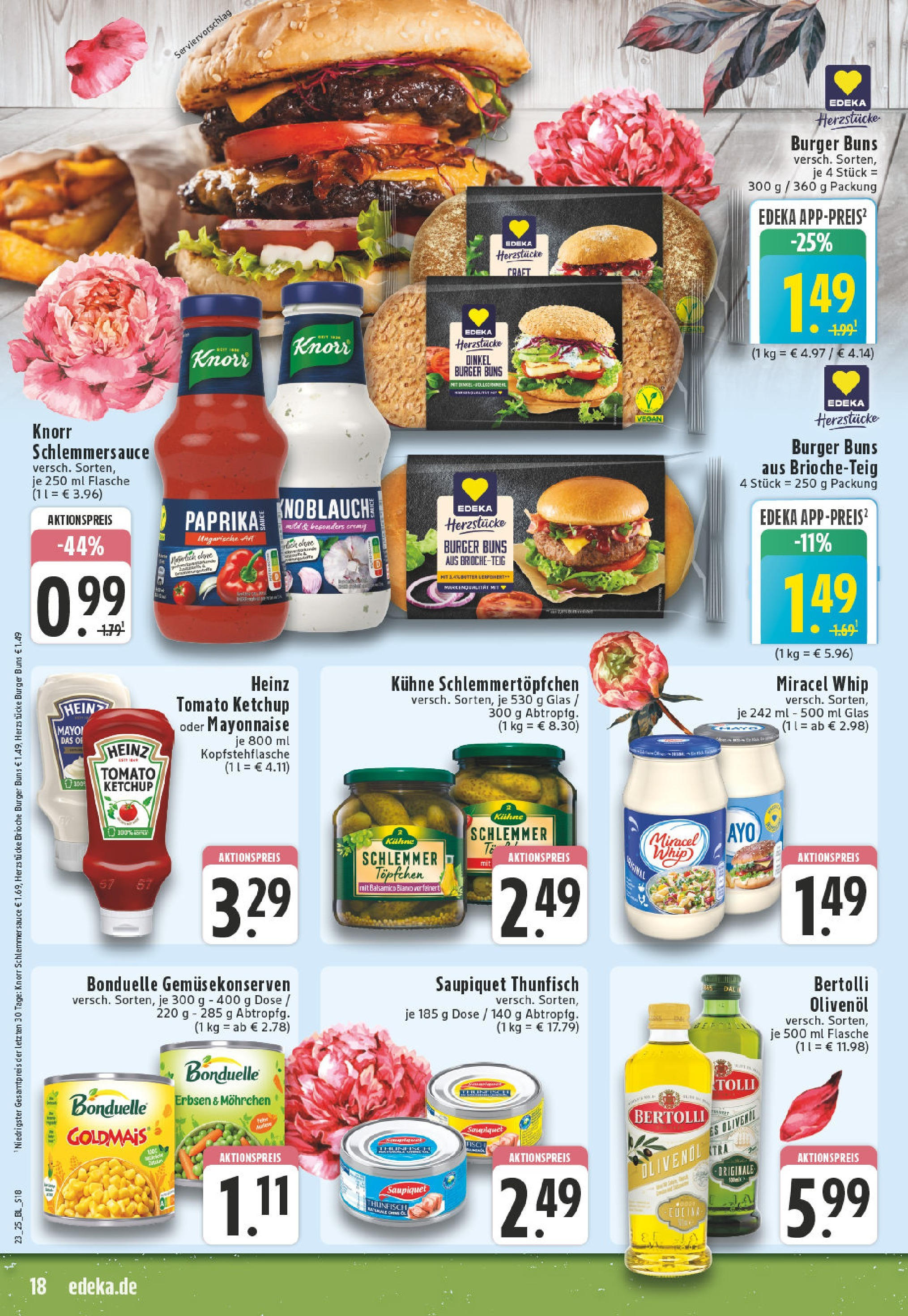 Edeka prospekt Solingen-Wald	 (ab 01.06.2025) » Angebote Online | Seite: 18 | Produkte: Balsamico, Olivenol, Burger, Miracel whip