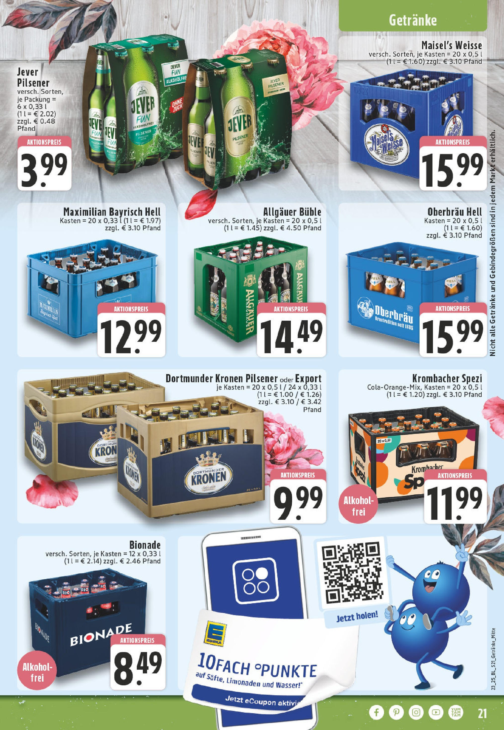 Edeka prospekt Düsseldorf	 (ab 02.06.2025) » Angebote Online | Seite: 21 | Produkte: Bionade, Wasser, Jever, Krombacher