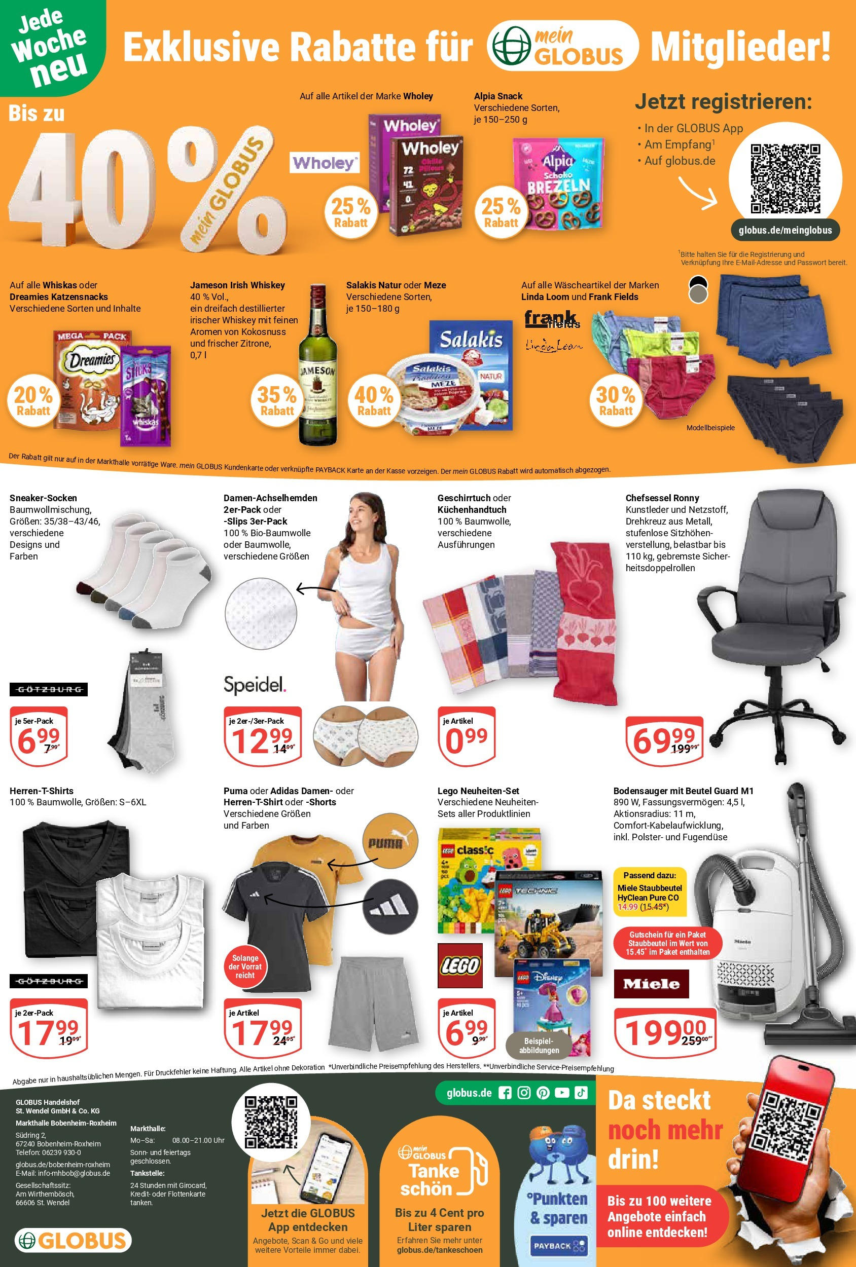 Globus prospekt Bobenheim-Roxheim	 (ab 01.06.2025) » Angebote online | Seite: 20 | Produkte: T-Shirt, Chefsessel, Salakis, Whiskas