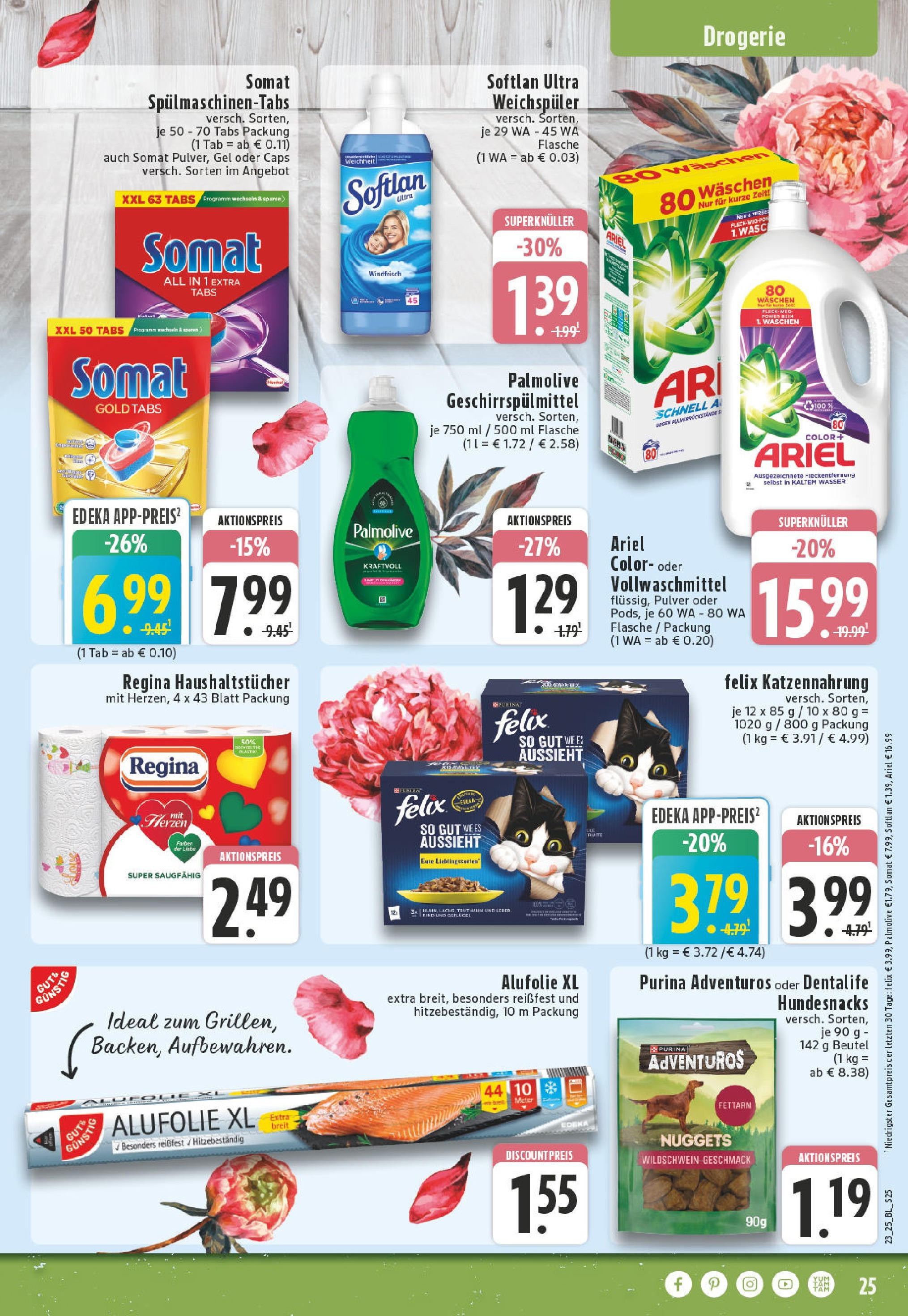 Edeka prospekt Solingen-Wald	 (ab 01.06.2025) » Angebote Online | Seite: 25 | Produkte: Ariel, Wasser, Spülmaschinentabs, Geschirrspülmittel