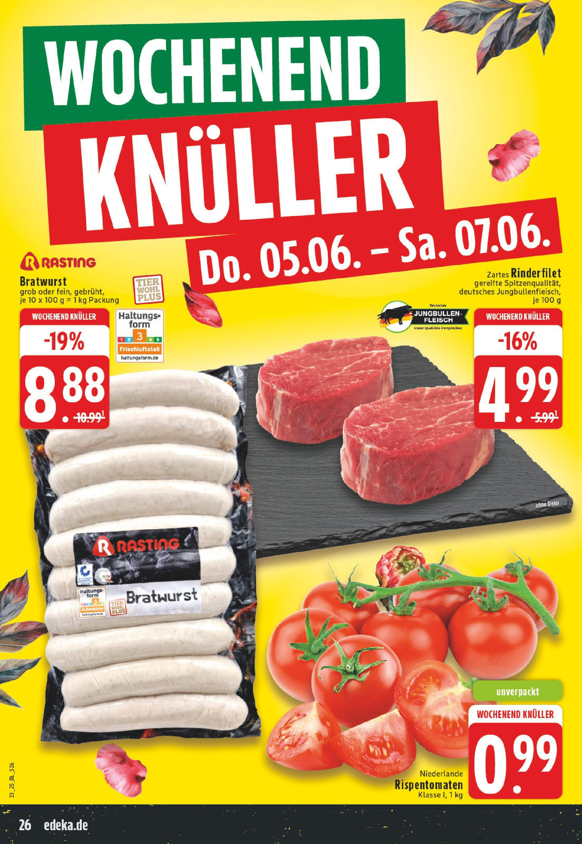 Edeka prospekt Solingen-Wald	 (ab 01.06.2025) » Angebote Online | Seite: 26 | Produkte: Rinderfilet, Bratwurst, Fleisch