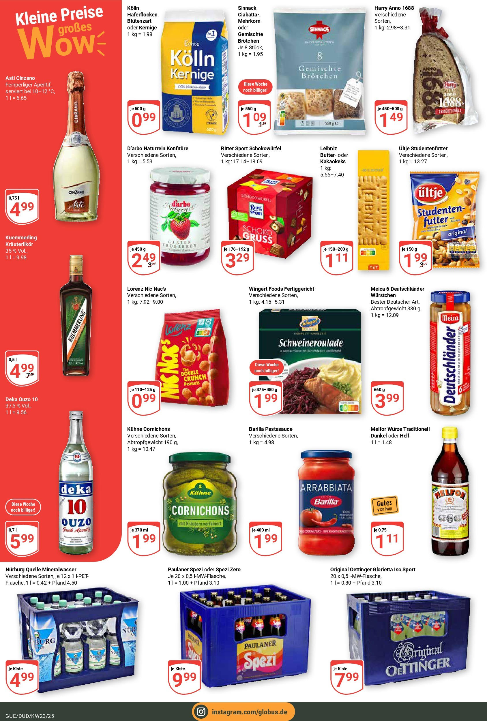 Globus prospekt Saarbrücken-Dudweiler	 (ab 01.06.2025) » Angebote online | Seite: 5 | Produkte: Kolln haferflocken, Ouzo, Rotkohl, Mineralwasser