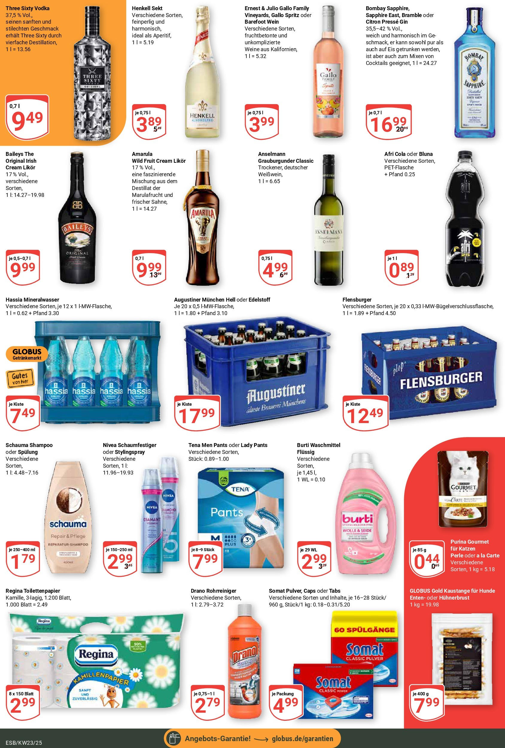 Globus - Globus: Wochenangebote (ab 01.06.2025) » Angebote online | Seite: 3 | Produkte: Likör, Mineralwasser, Wein, Sahne