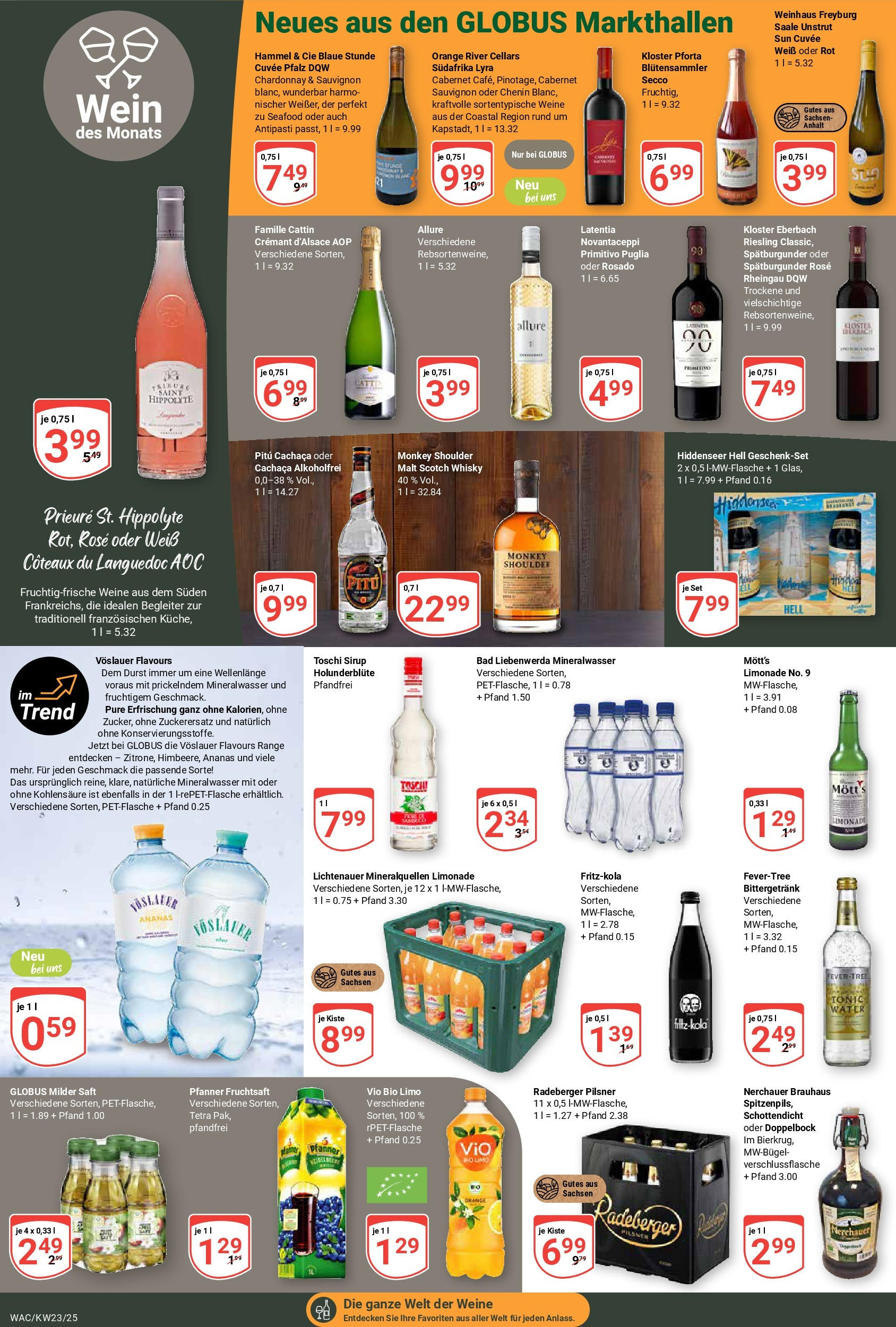 Globus prospekt Markkleeberg	 (ab 01.06.2025) » Angebote online | Seite: 13 | Produkte: Fritz kola, Saft, Wein, Radeberger pilsner
