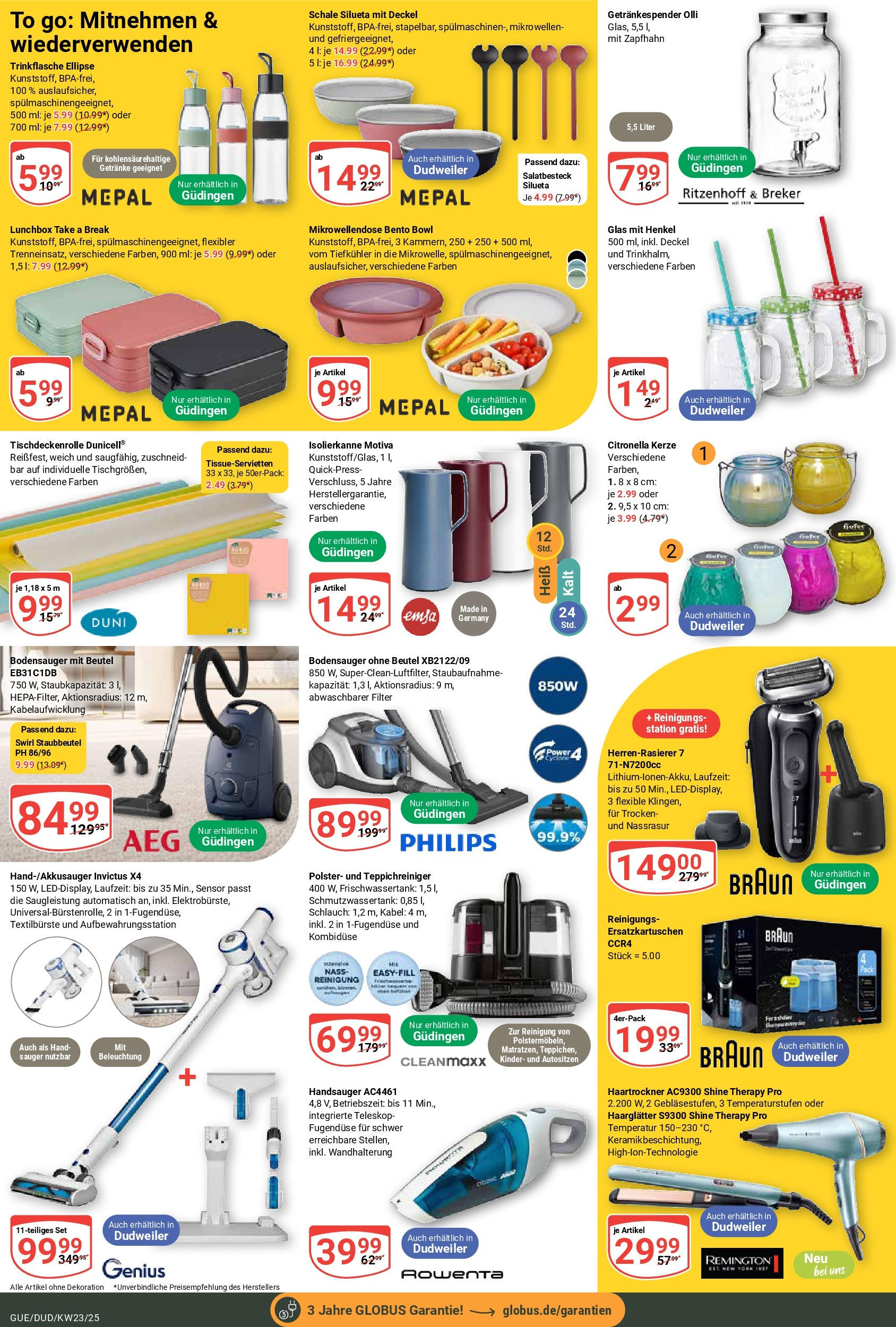 Globus prospekt Saarbrücken-Dudweiler	 (ab 01.06.2025) » Angebote online | Seite: 23 | Produkte: Kabel, Philips, AEG, Haartrockner