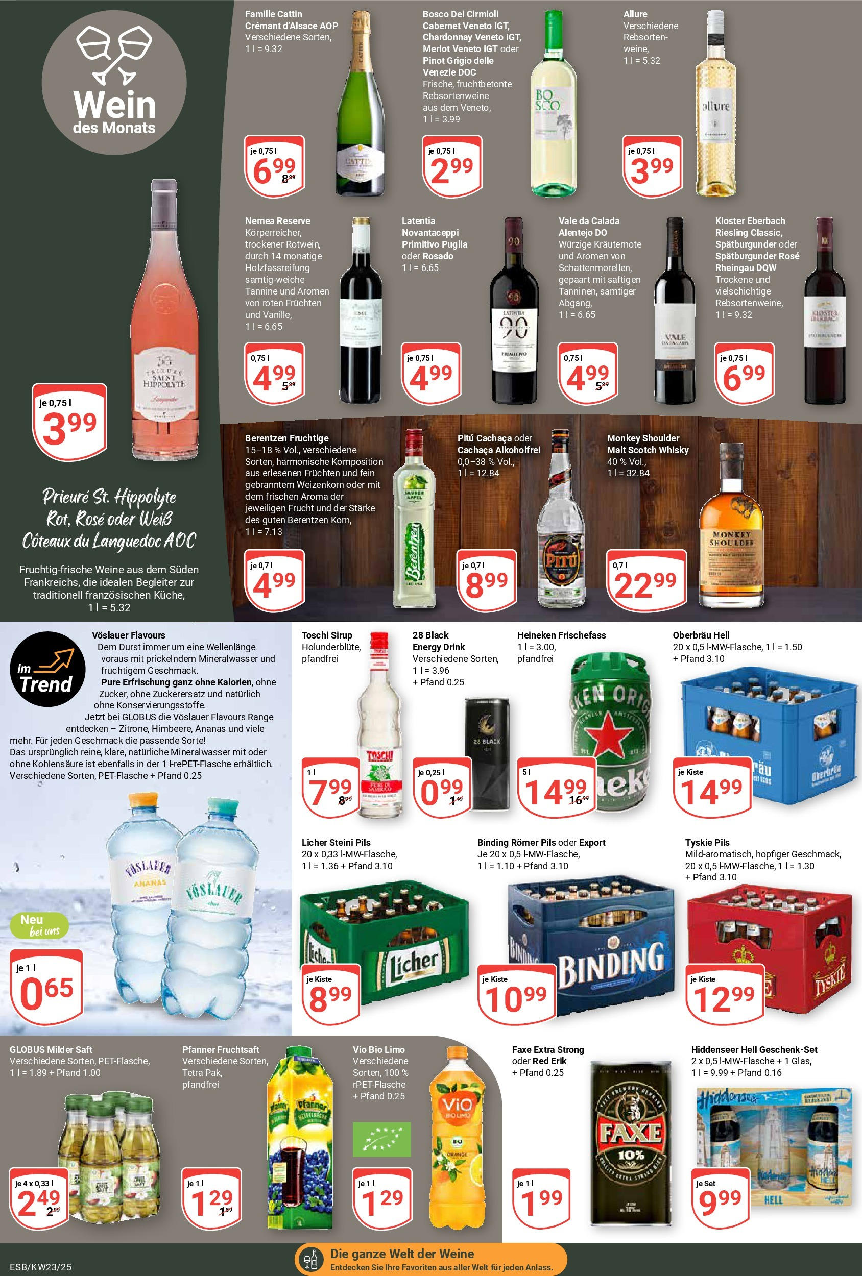 Globus - Globus: Wochenangebote (ab 01.06.2025) » Angebote online | Seite: 15 | Produkte: Sirup, Heineken, Saft, Wein