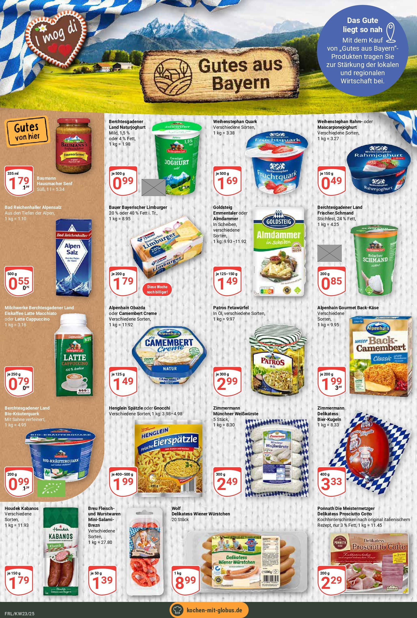 Globus prospekt Freilassing	 (ab 01.06.2025) » Angebote online | Seite: 8 | Produkte: Wiener wurstchen, Joghurt, Salami, Sahne