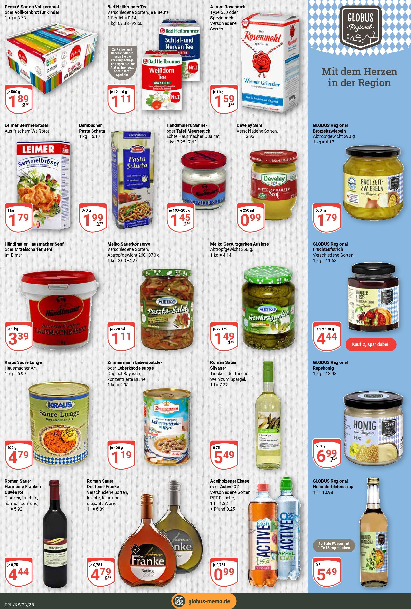 Globus prospekt Freilassing	 (ab 01.06.2025) » Angebote online | Seite: 9 | Produkte: Vollkornbrot, Sirup, Pfirsich, Pasta