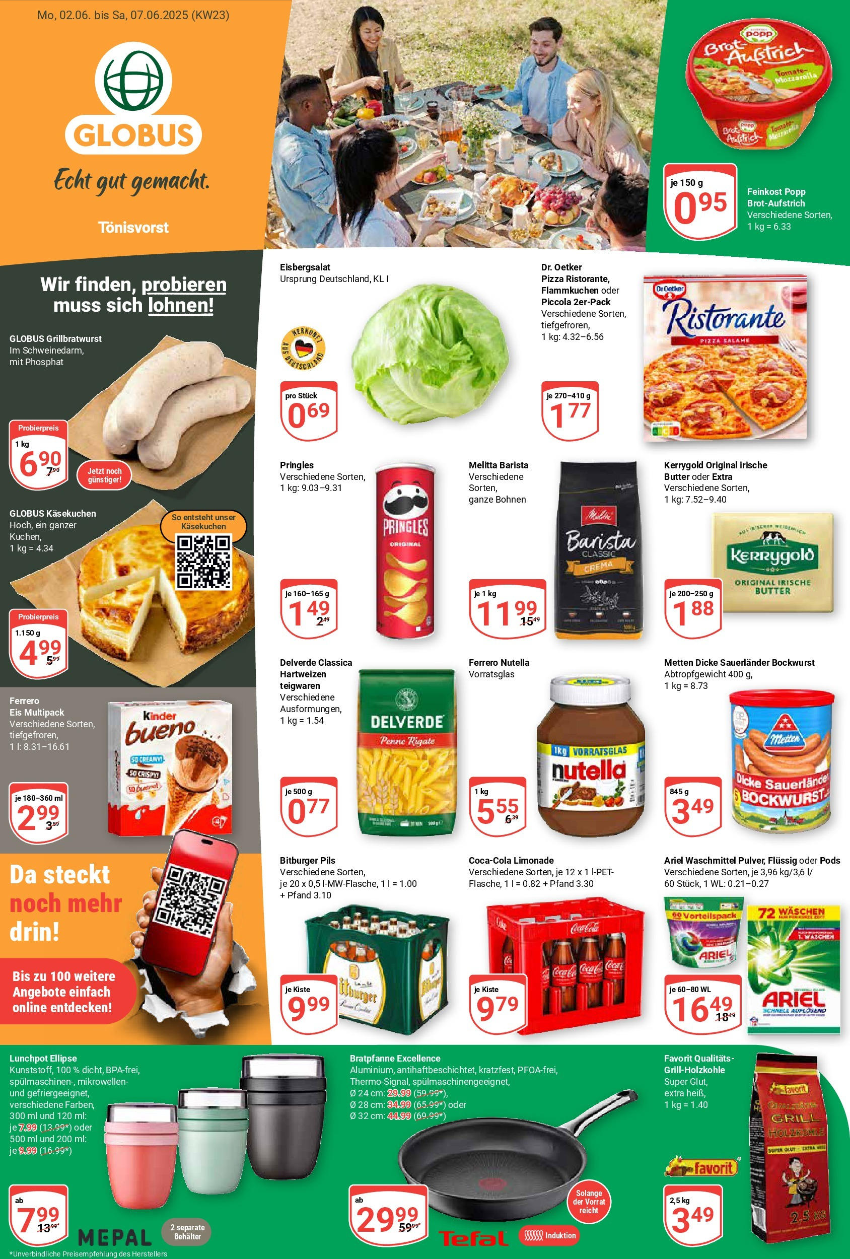 Globus prospekt Tönisvorst	 (ab 01.06.2025) » Angebote online | Seite: 3 | Produkte: Kinder bueno, Brot, Pizza, Eis