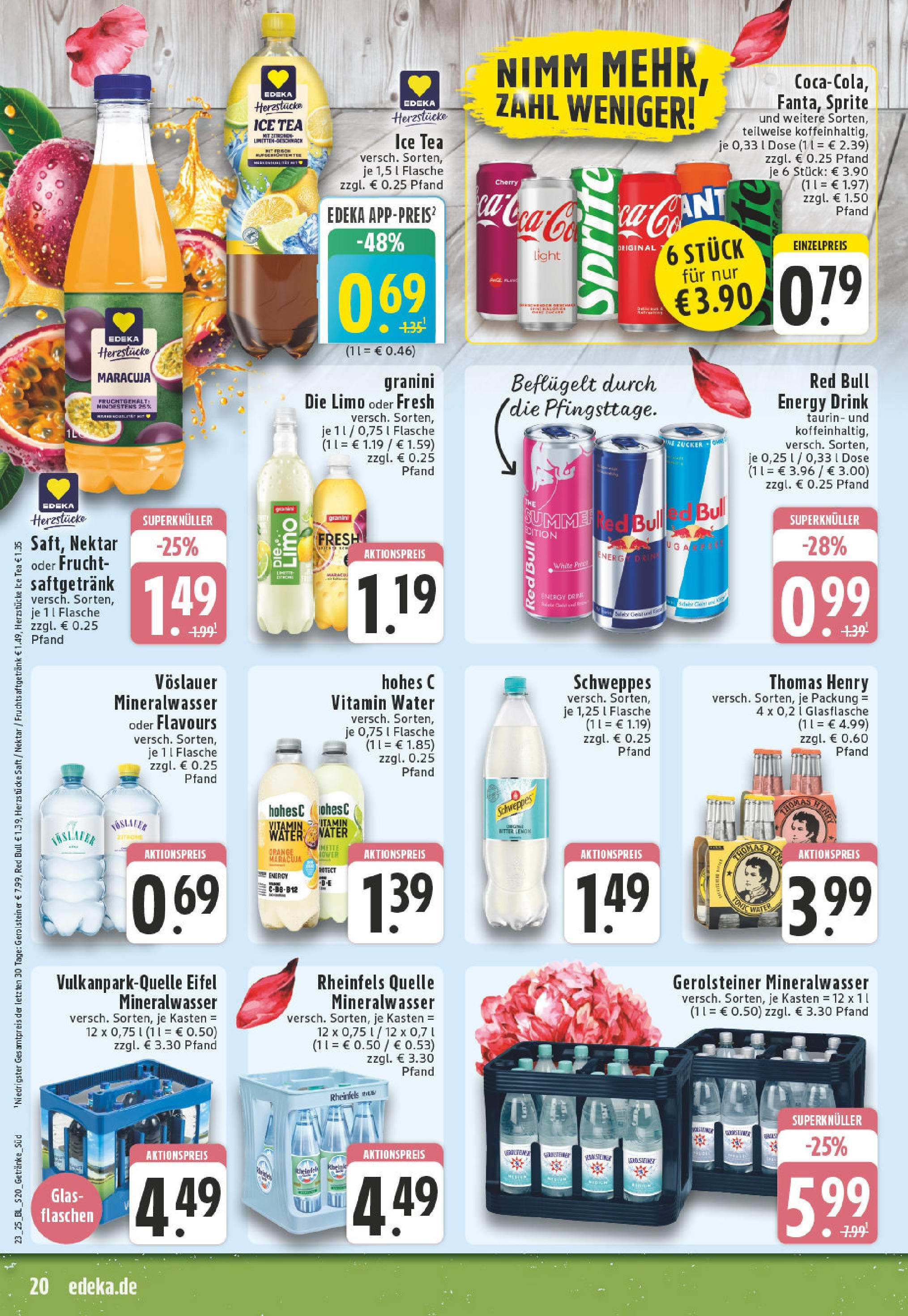 Edeka prospekt Solingen-Wald	 (ab 01.06.2025) » Angebote Online | Seite: 20 | Produkte: Zucker, Saft, Rheinfels quelle, Gerolsteiner