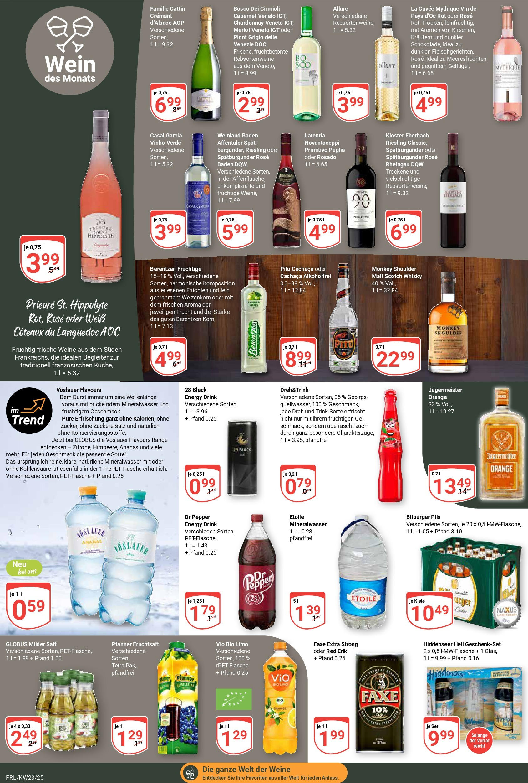 Globus prospekt Freilassing	 (ab 01.06.2025) » Angebote online | Seite: 13 | Produkte: Bitburger, Merlot, Jägermeister, Fruchtsaft