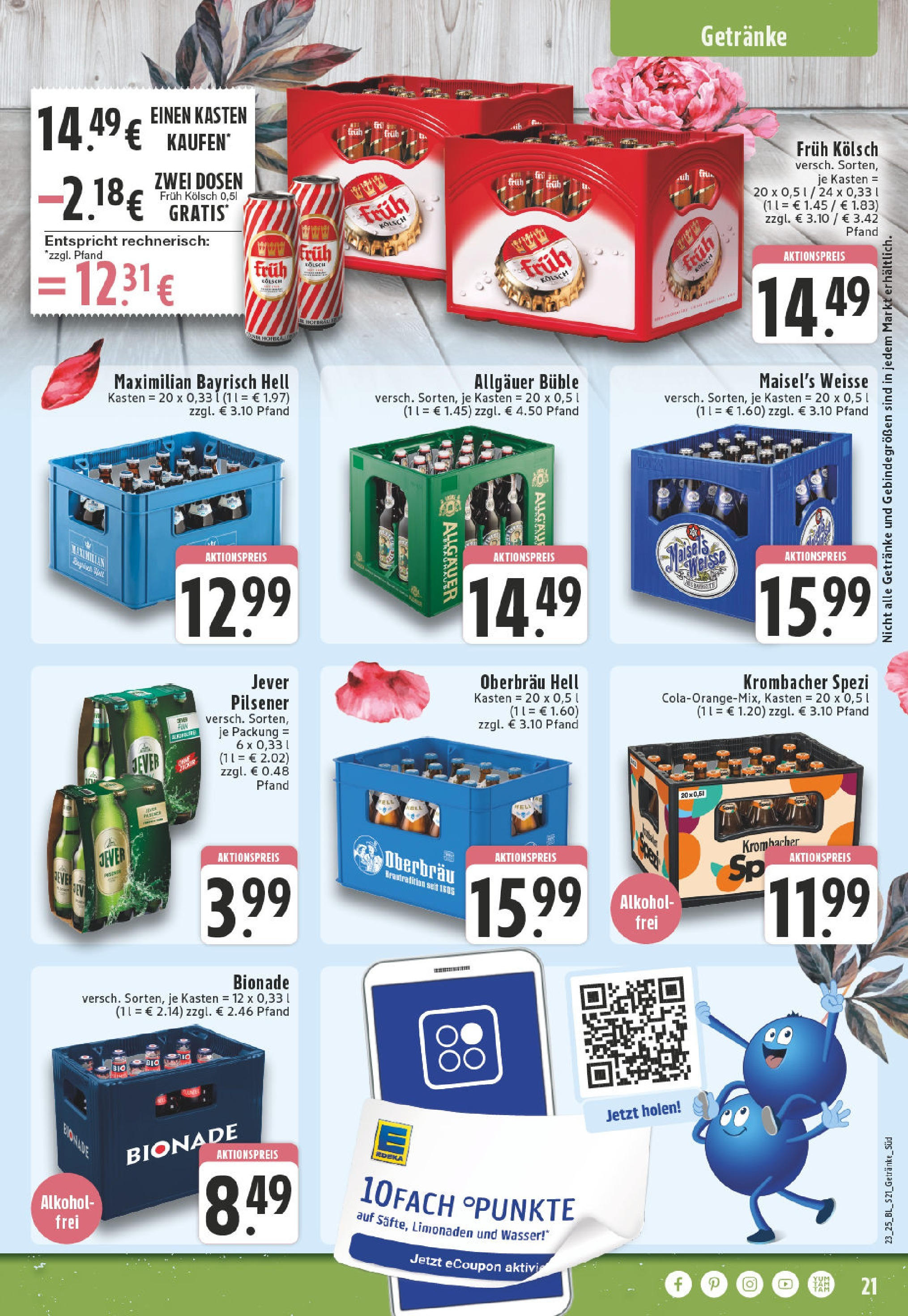 Edeka prospekt Solingen-Wald	 (ab 01.06.2025) » Angebote Online | Seite: 21 | Produkte: Bionade, Wasser, Jever, Krombacher