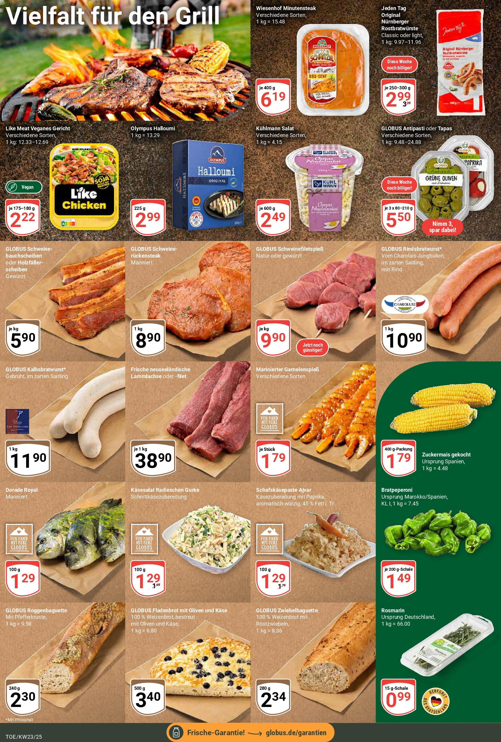 Globus prospekt Tönisvorst	 (ab 01.06.2025) » Angebote online | Seite: 16 | Produkte: Käse, Like meat, Steak, Salat
