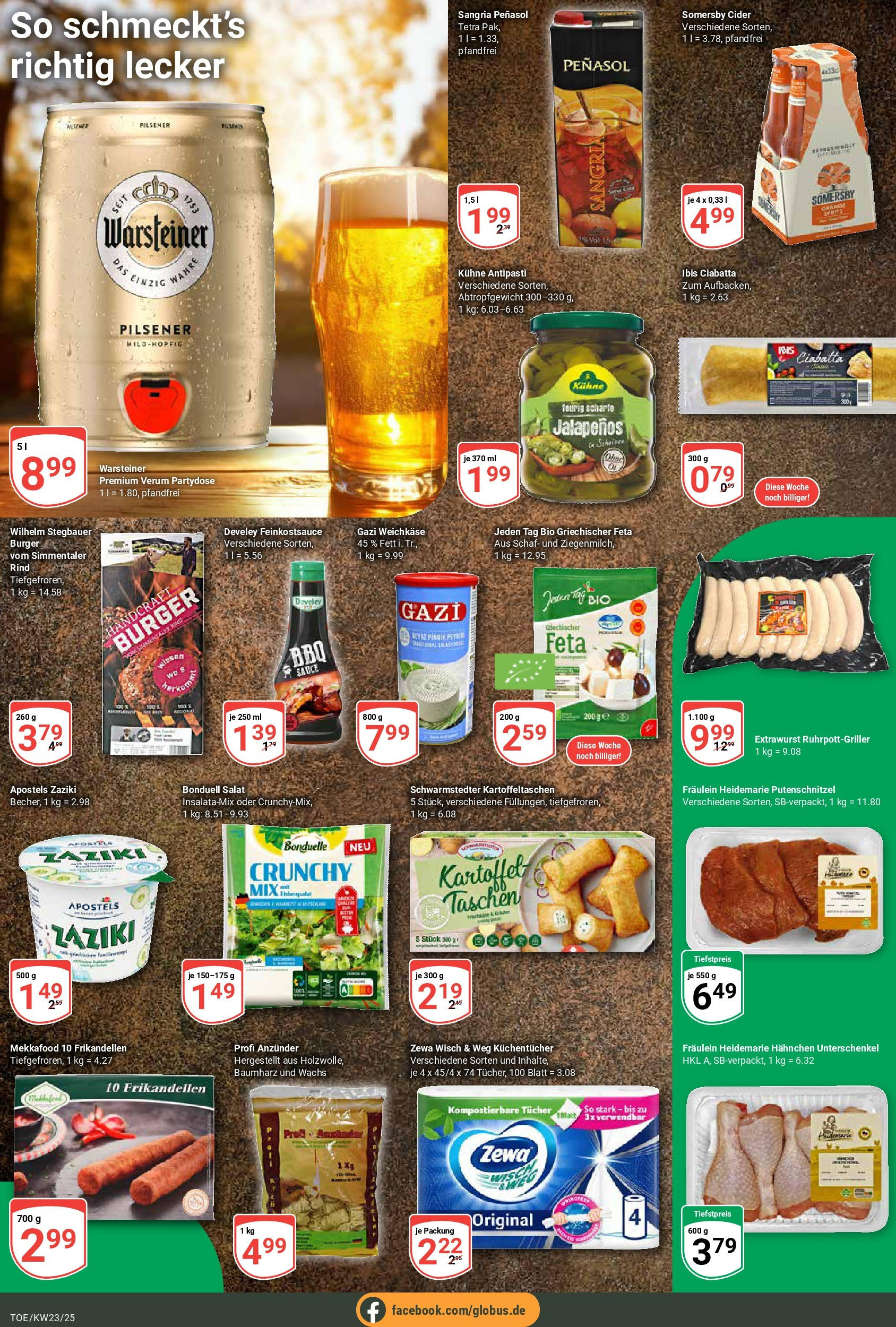 Globus prospekt Tönisvorst	 (ab 01.06.2025) » Angebote online | Seite: 18 | Produkte: Feta, Burger, Putenschnitzel, Salat