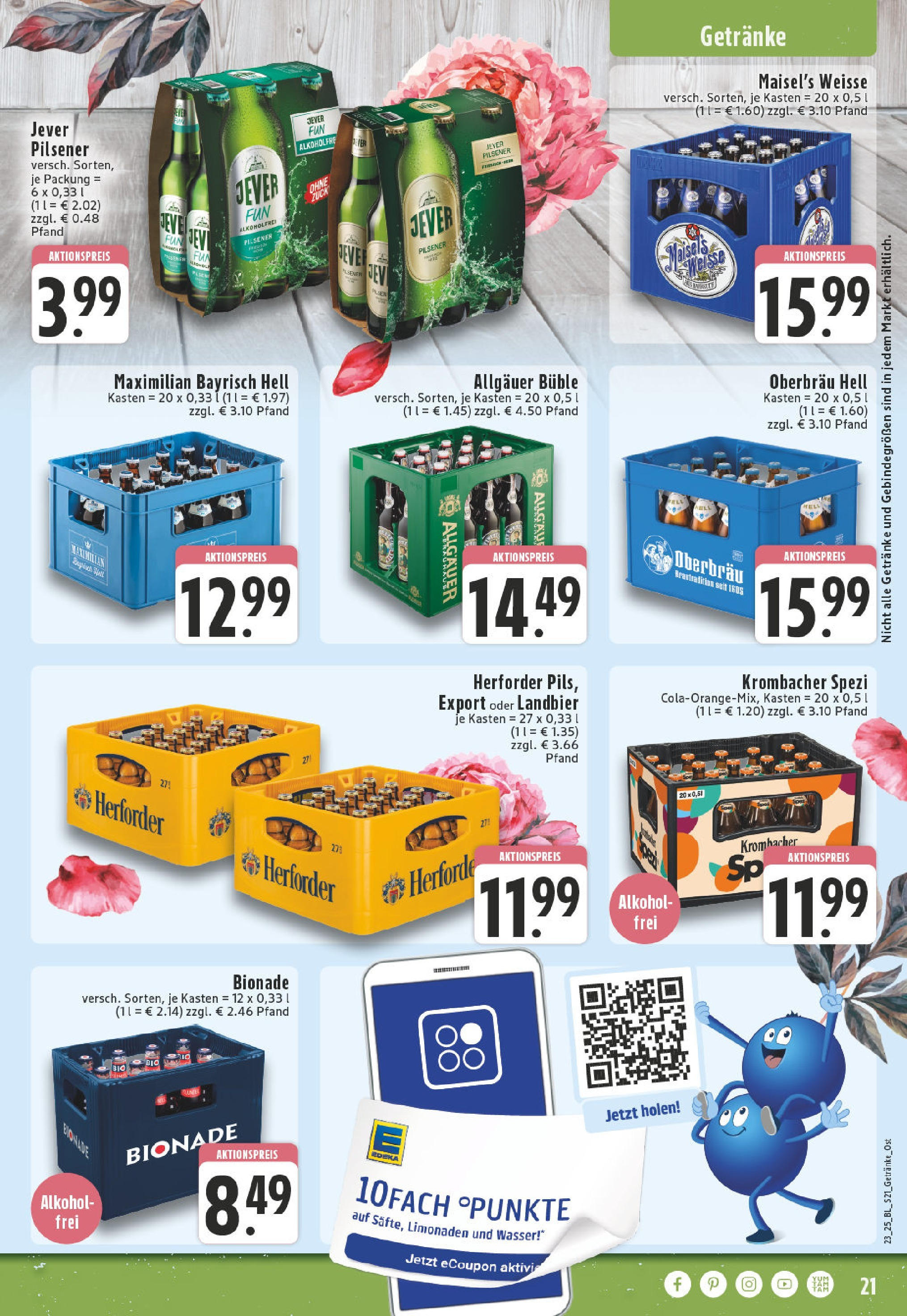 Edeka prospekt Bielefeld	 (ab 01.06.2025) » Angebote Online | Seite: 21 | Produkte: Cola, Bionade, Wasser, Krombacher