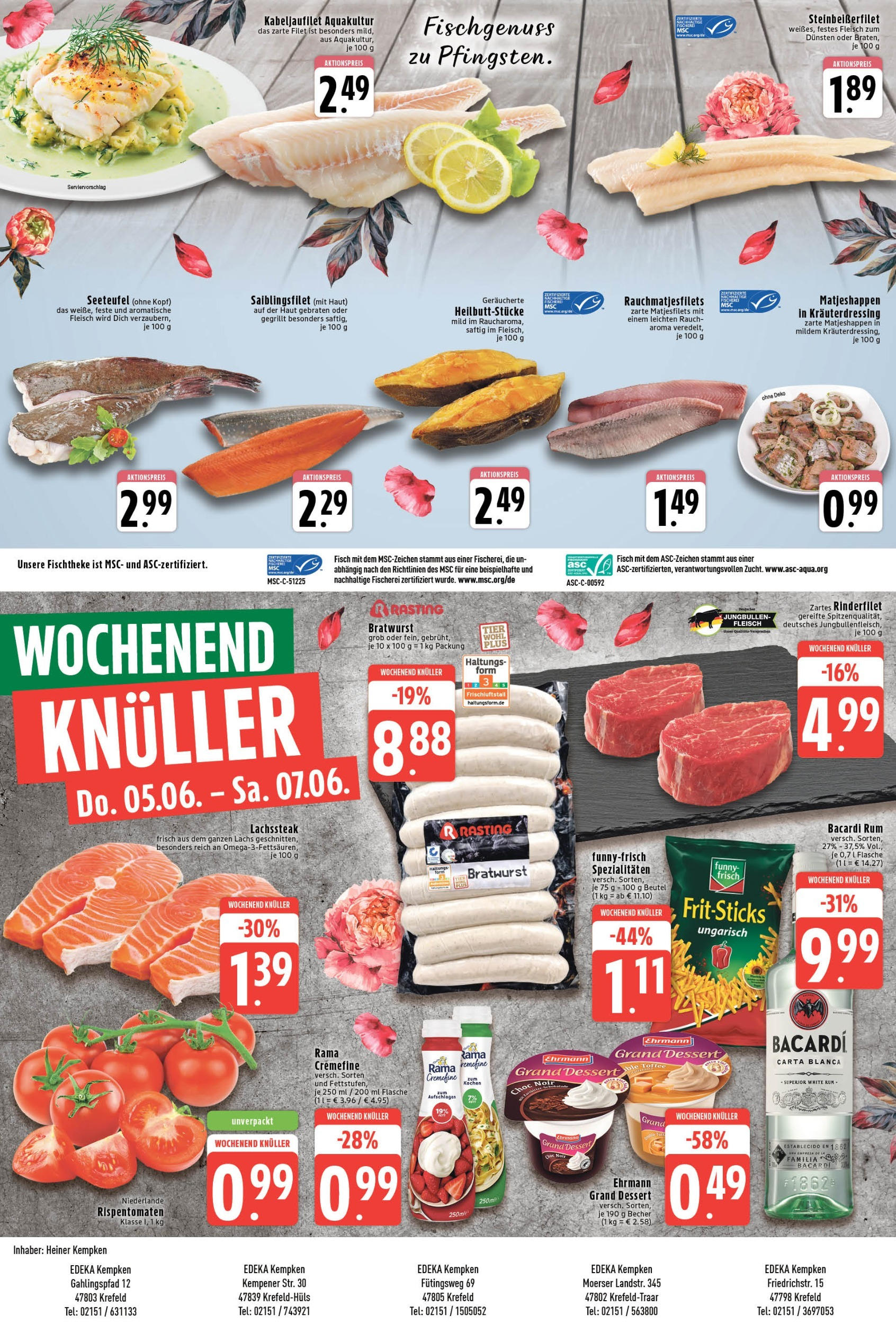 Edeka prospekt Krefeld - Hüls	 (ab 01.06.2025) » Angebote Online | Seite: 8 | Produkte: Rama, Ehrmann grand dessert, Rama cremefine, Bratwurst