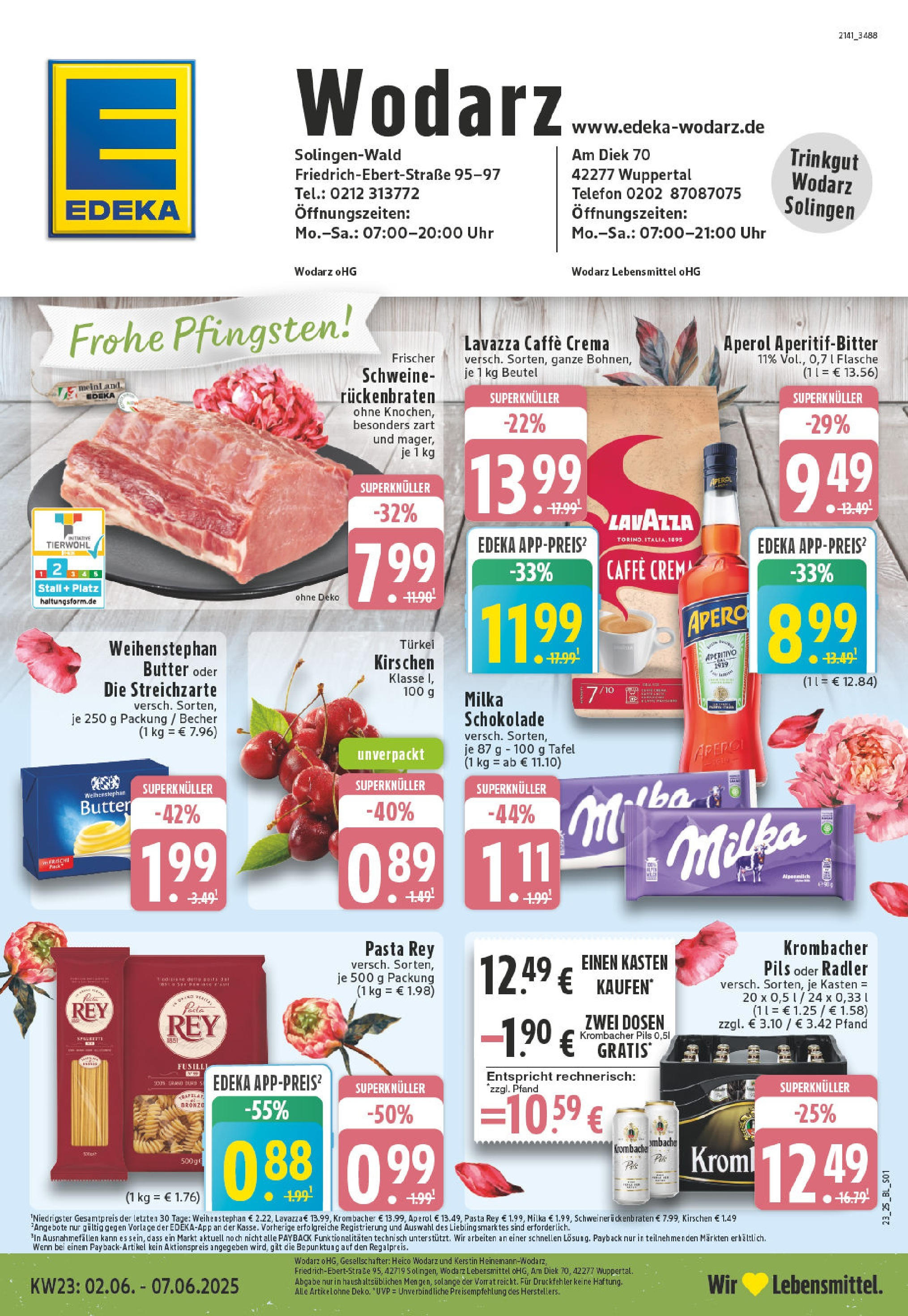 Edeka prospekt Solingen-Wald	 (ab 01.06.2025) » Angebote Online | Seite: 1 | Produkte: Butter, Weihenstephan butter, Krombacher, Aperol