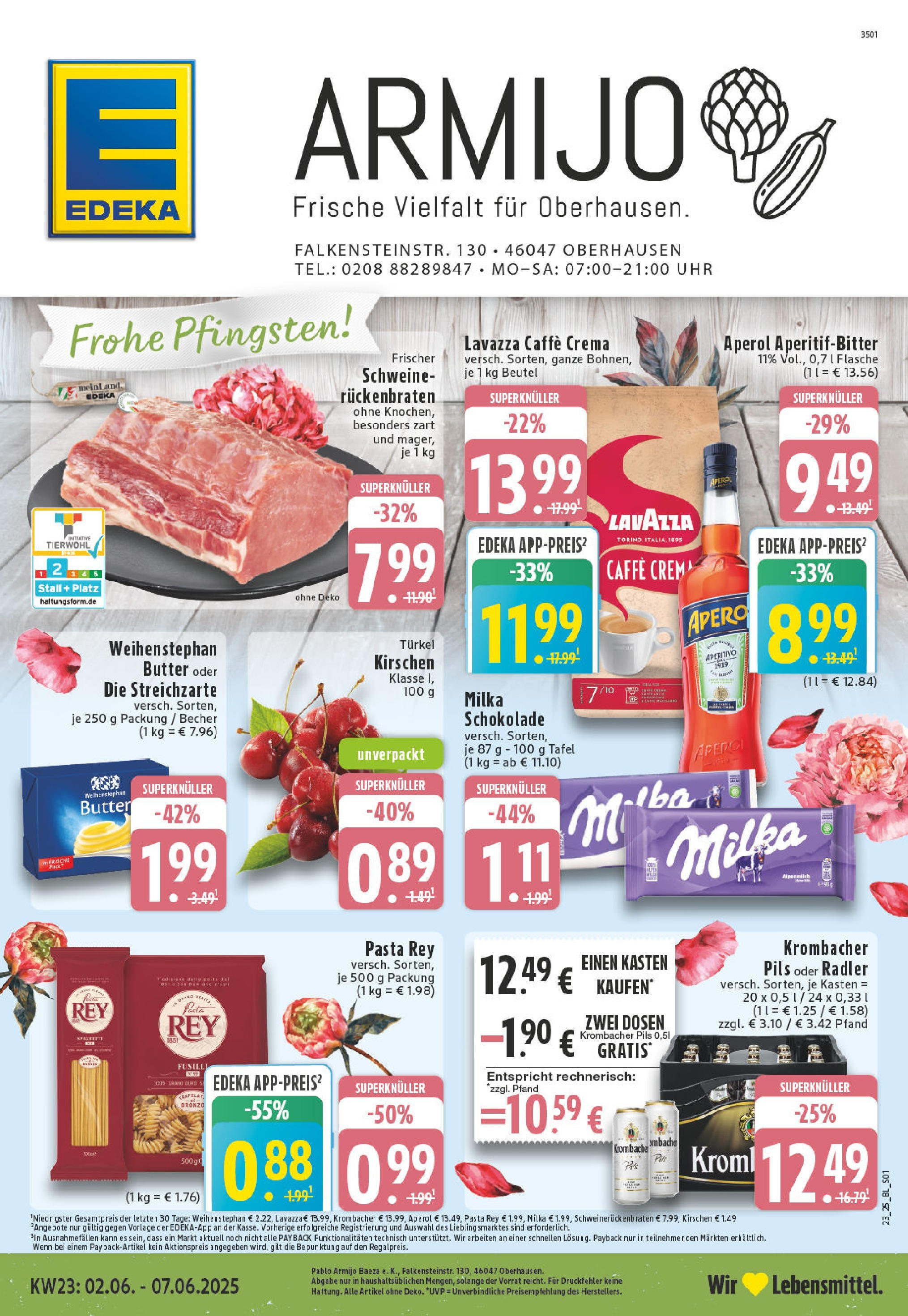 Edeka prospekt Oberhausen	 (ab 01.06.2025) » Angebote Online | Seite: 1 | Produkte: Kirschen, Krombacher, Pasta, Uhr