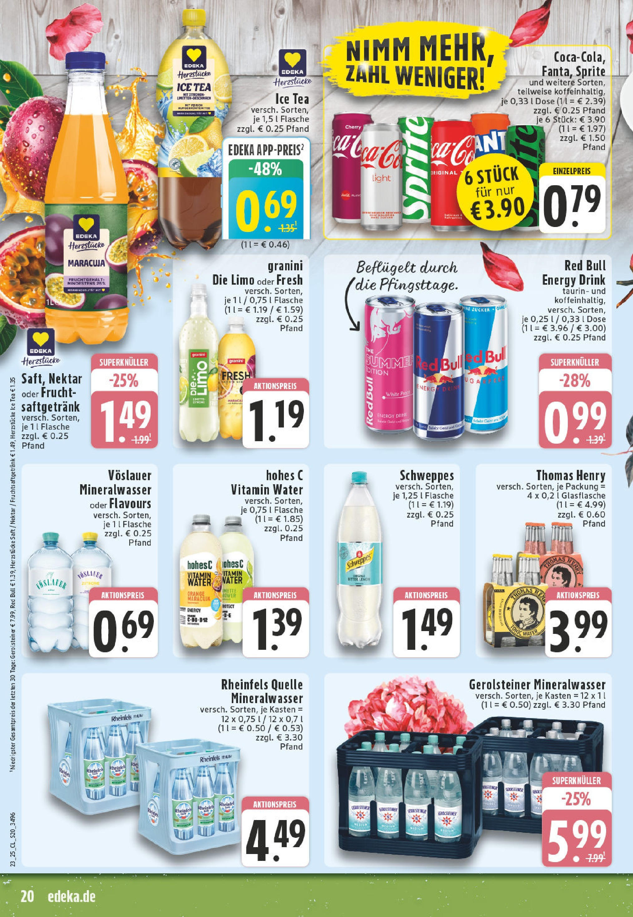 Edeka prospekt Essen	 (ab 02.06.2025) » Angebote Online | Seite: 20 | Produkte: Sprite, Granini die limo, Hohes c, Gerolsteiner