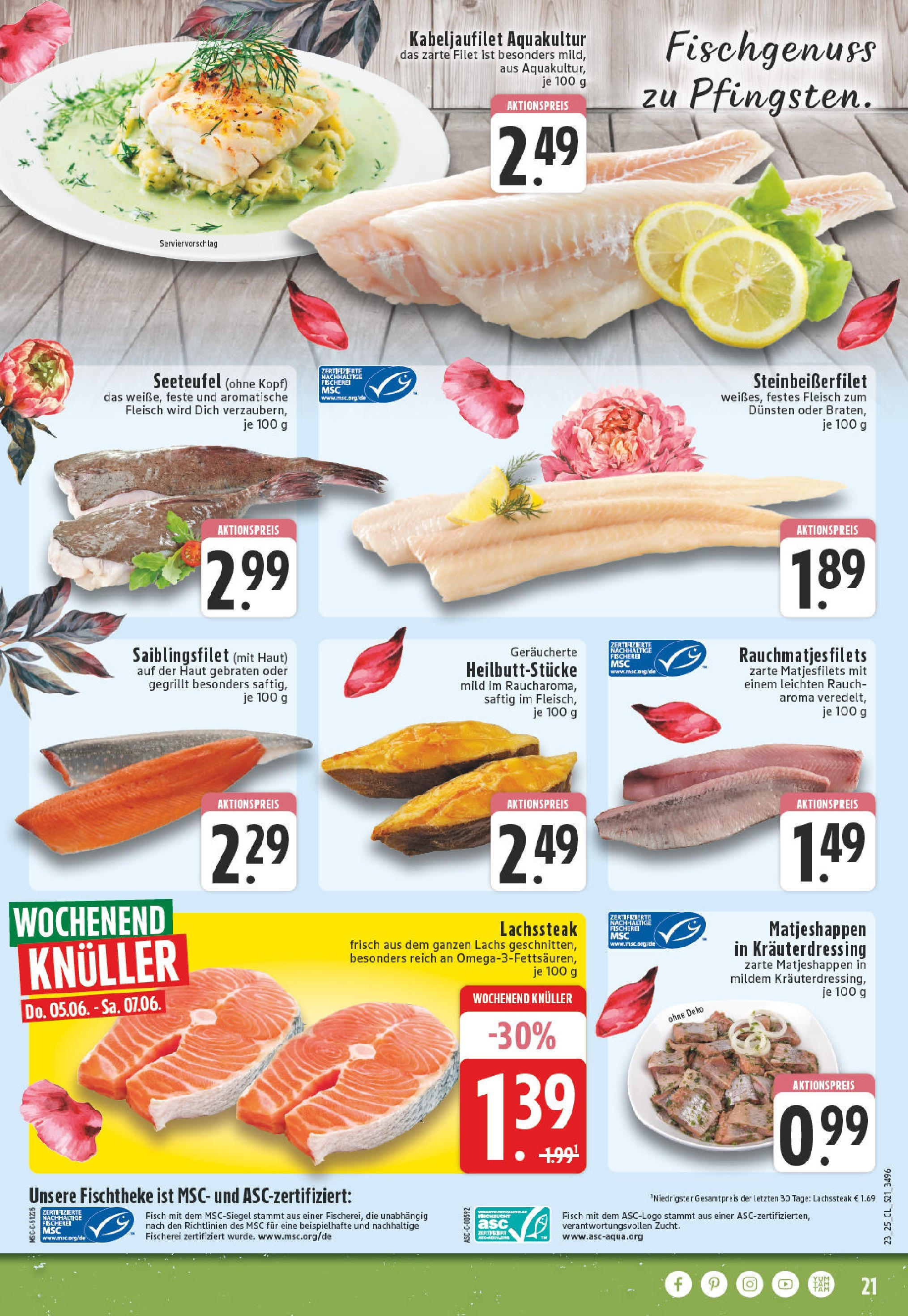 Edeka prospekt Essen	 (ab 02.06.2025) » Angebote Online | Seite: 21 | Produkte: Fisch, Lachs, Fleisch