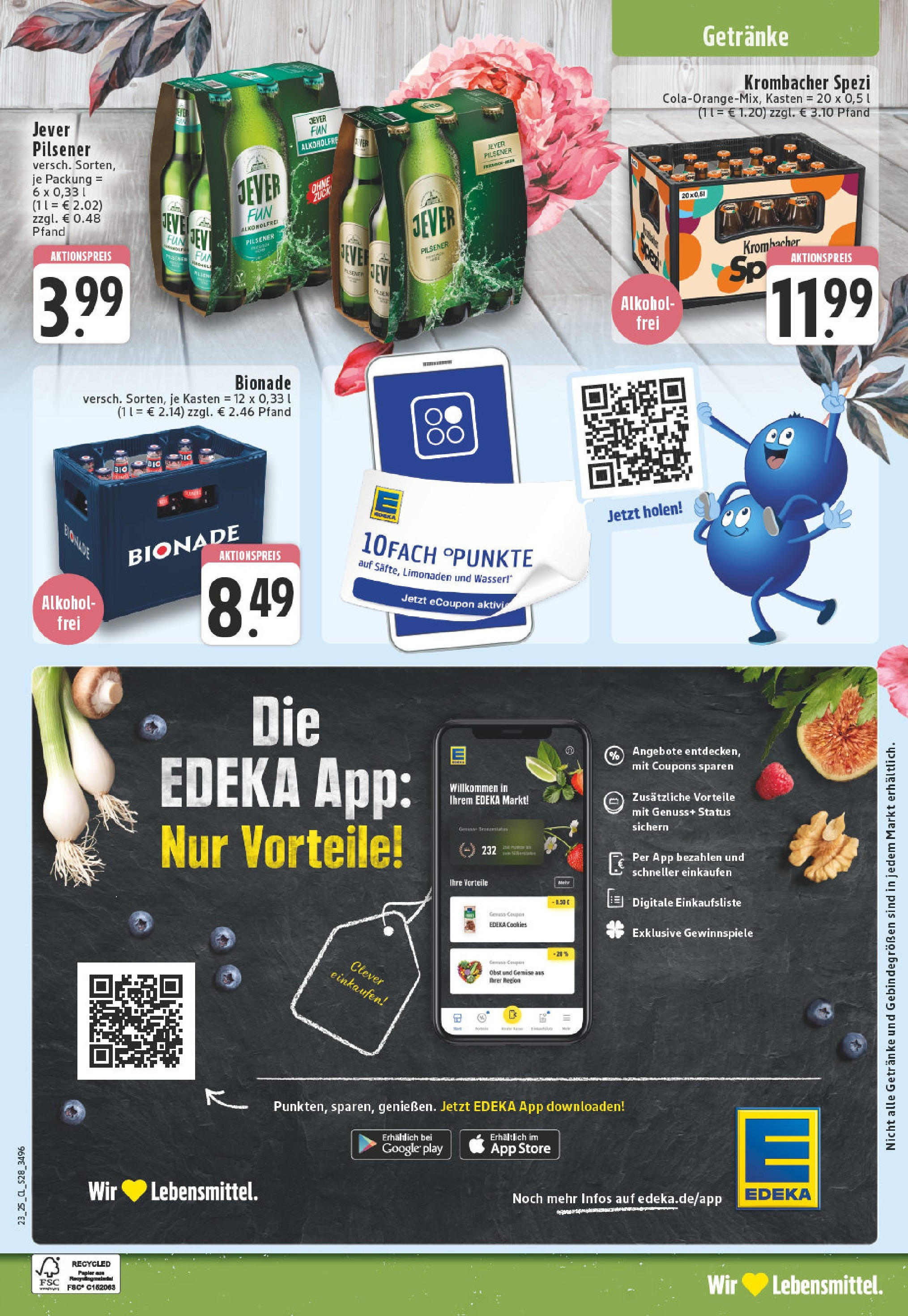 Edeka prospekt Essen	 (ab 02.06.2025) » Angebote Online | Seite: 28 | Produkte: Bionade, Wasser, Obst, Krombacher