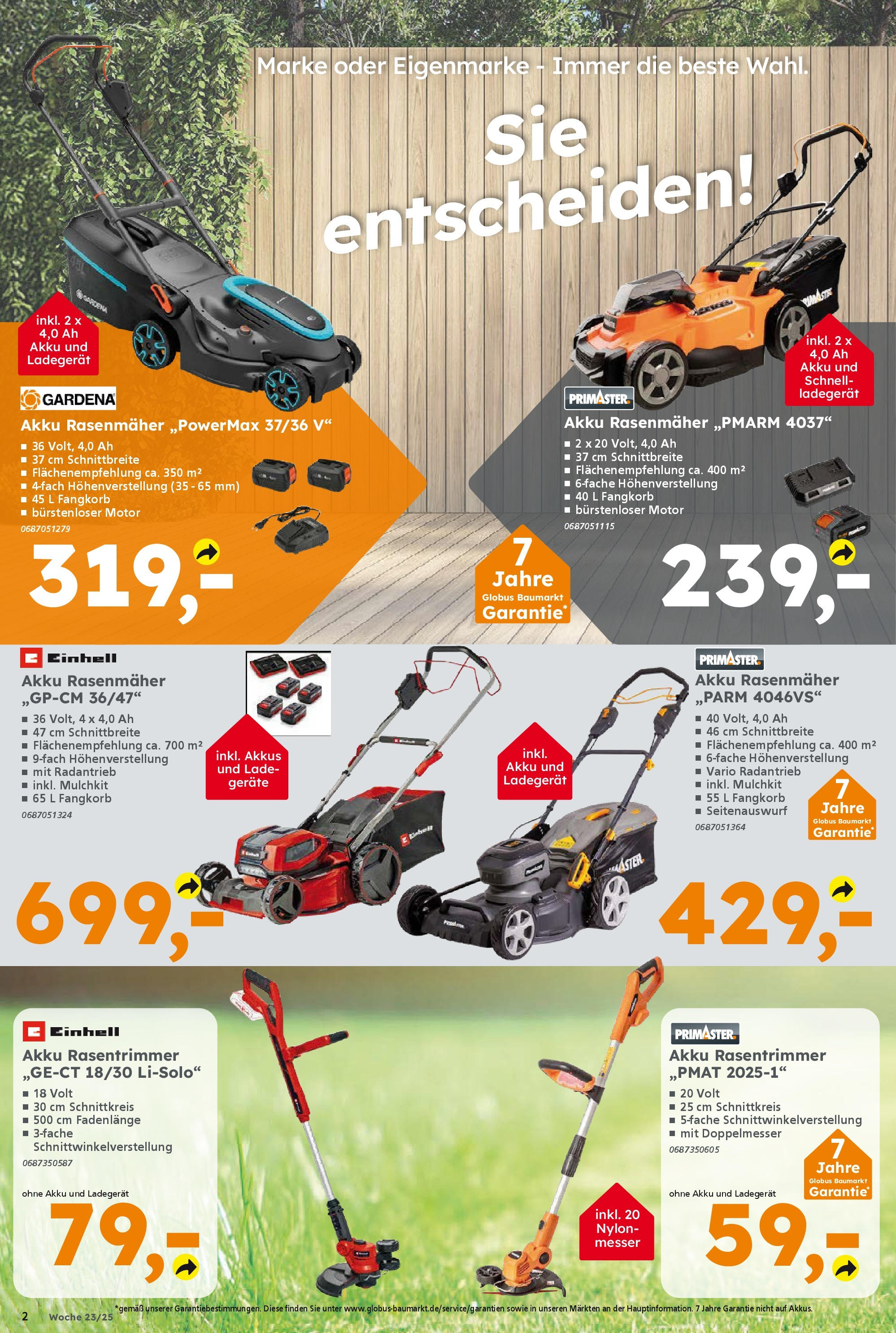 Globus Baumarkt prospekt Forchheim	 (ab 01.06.2025) zum Blättern | Seite: 2 | Produkte: Rasenmäher, Ladegerät