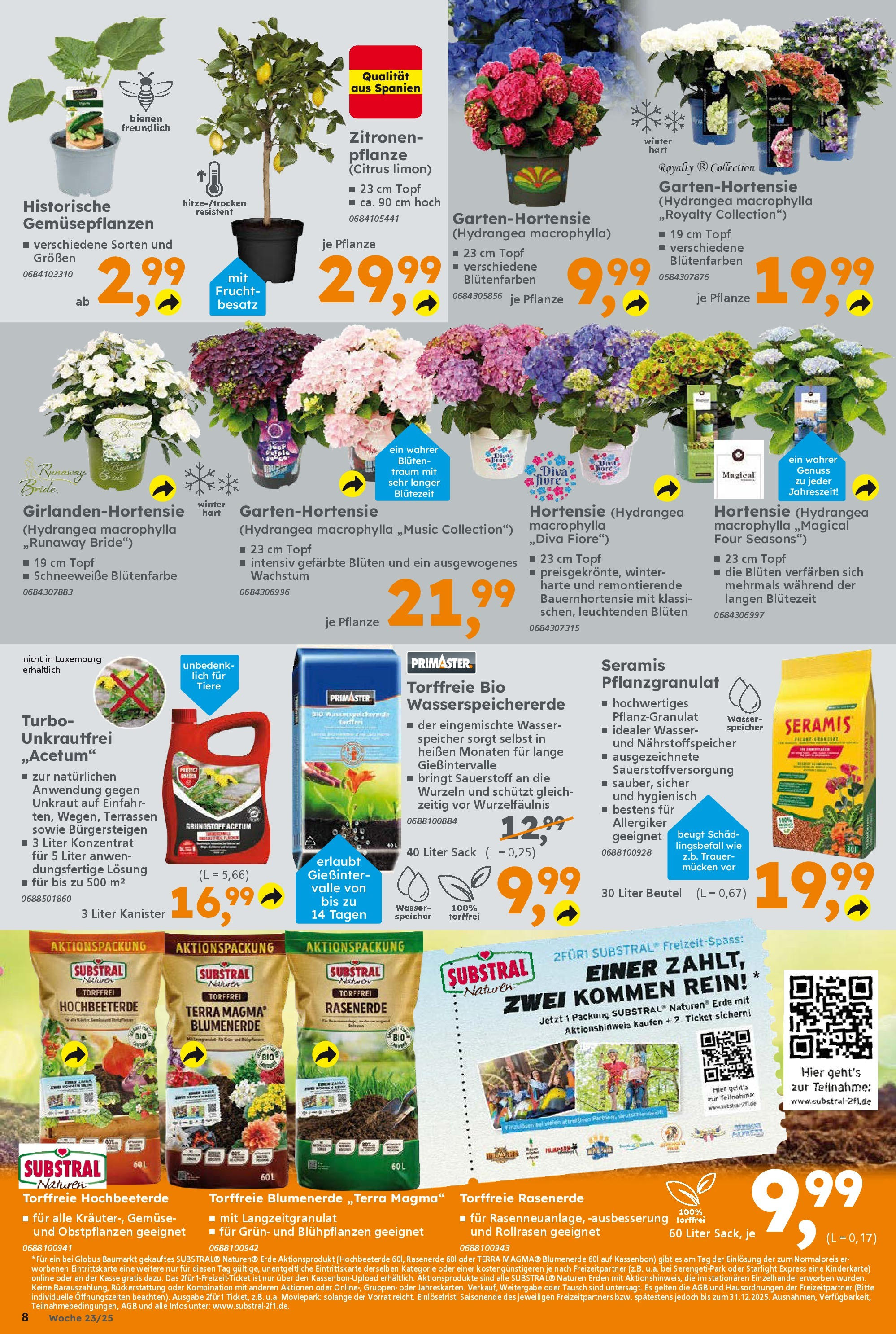 Globus Baumarkt prospekt Forchheim	 (ab 01.06.2025) zum Blättern | Seite: 8 | Produkte: Blumenerde, Wasser, Gemüse, Zitronen