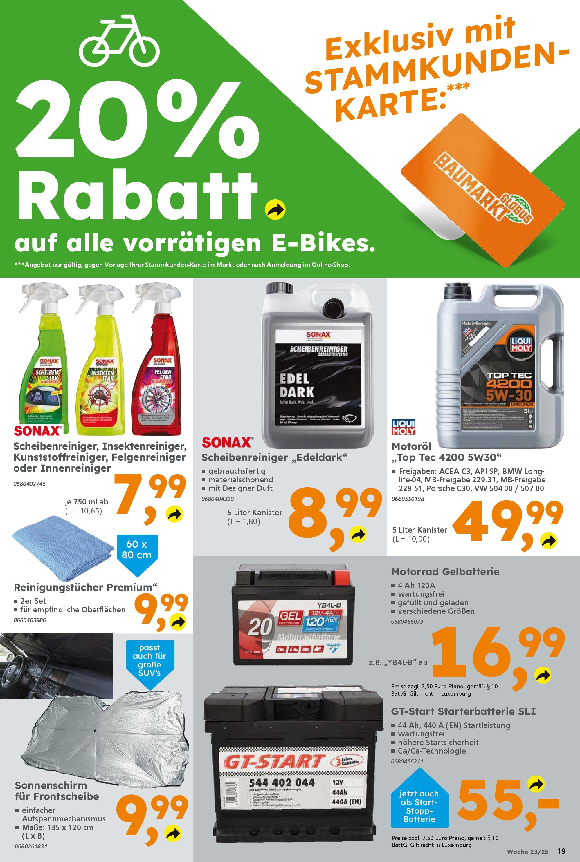 Globus Baumarkt prospekt Forchheim	 (ab 01.06.2025) zum Blättern | Seite: 19 | Produkte: Top, Batterie, Duft, Reinigungstücher