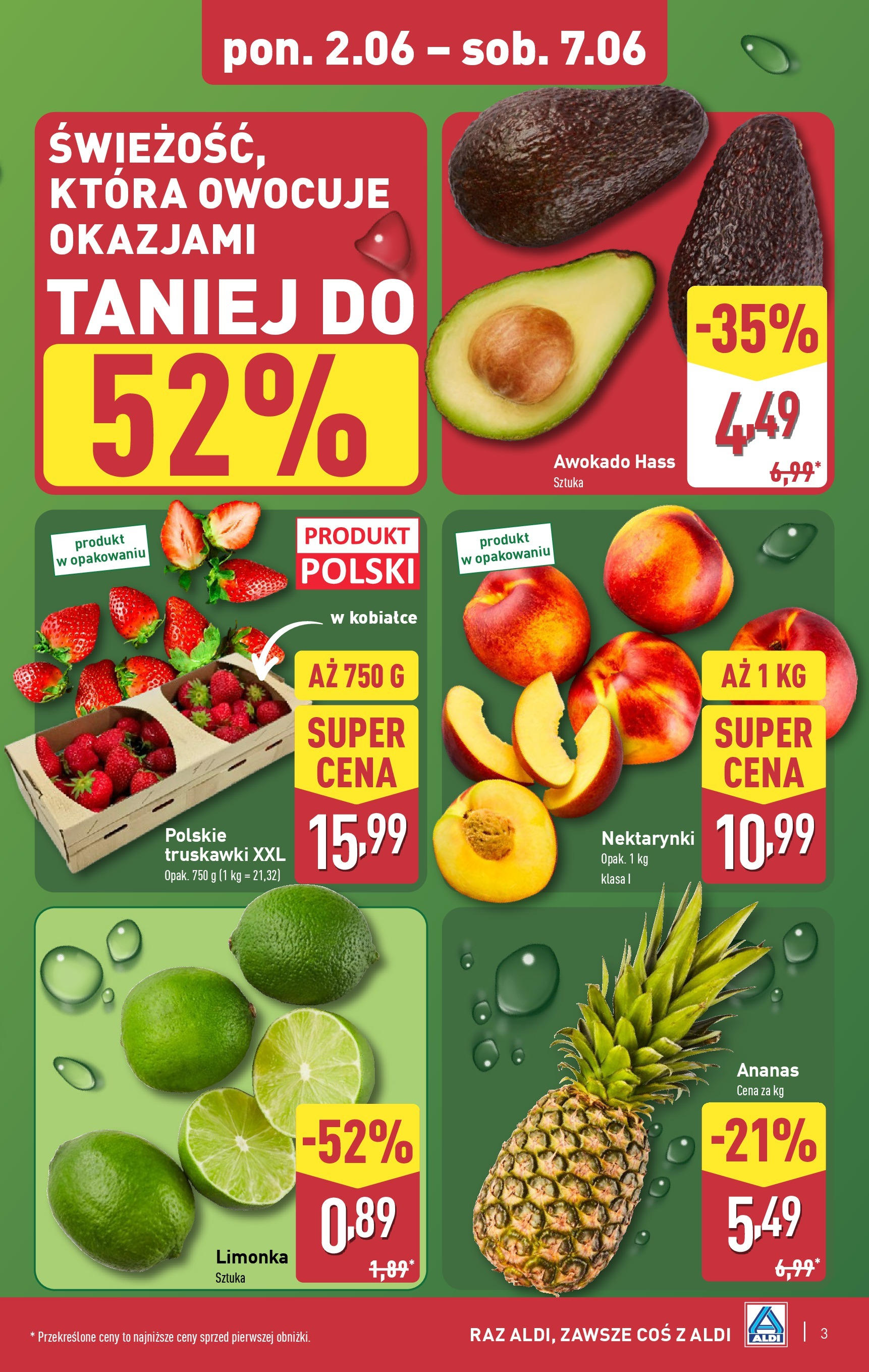 Aldi Gazetka od 02.06.2025 - Ulotka PDF, promocje | Strona: 3 | Produkty: Limonka, Ananas, Truskawki, Awokado