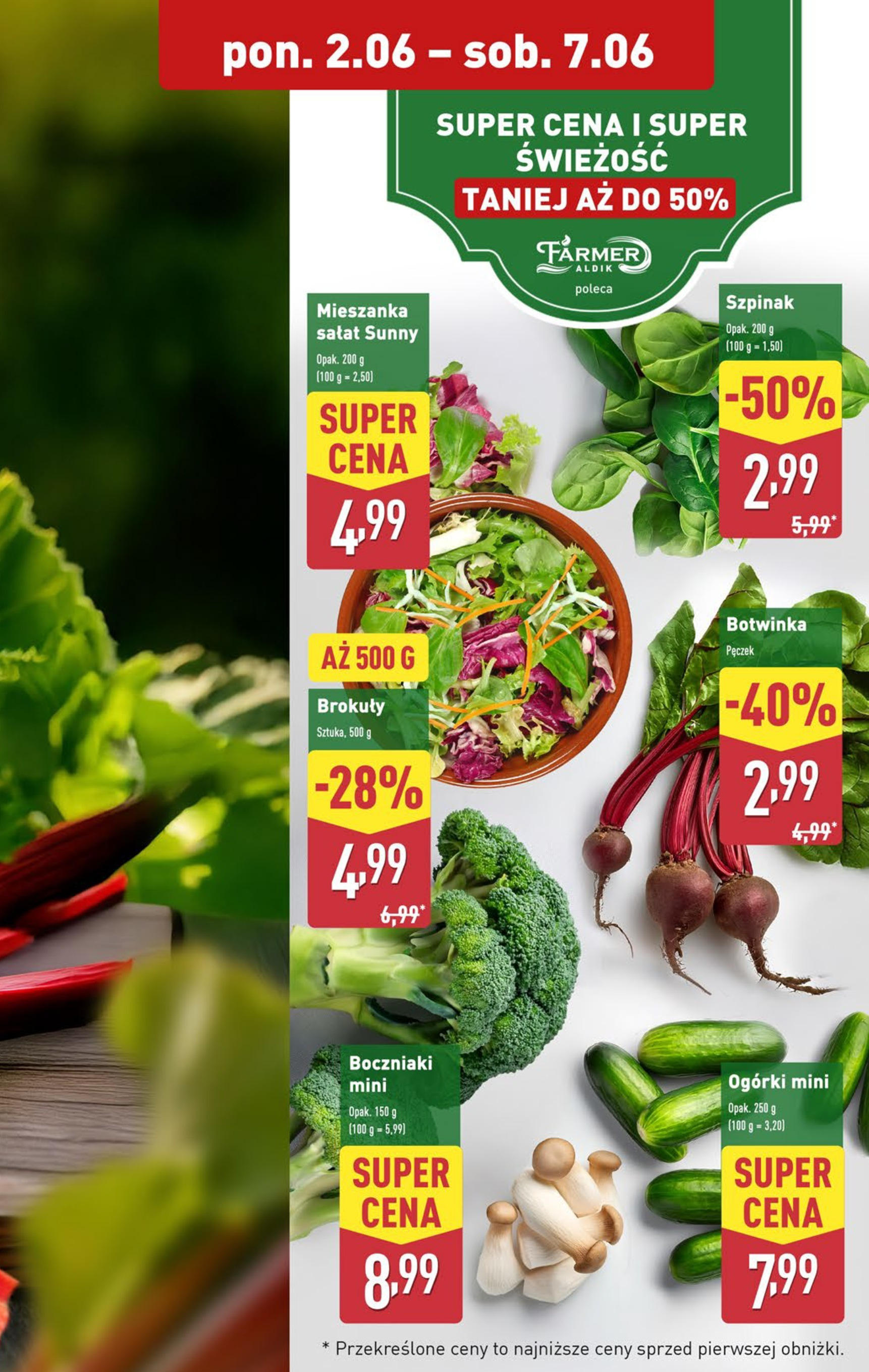 Aldi Gazetka od 02.06.2025 - Ulotka PDF, promocje | Strona: 5 | Produkty: Szpinak, Botwinka, Boczniaki, Ogórki