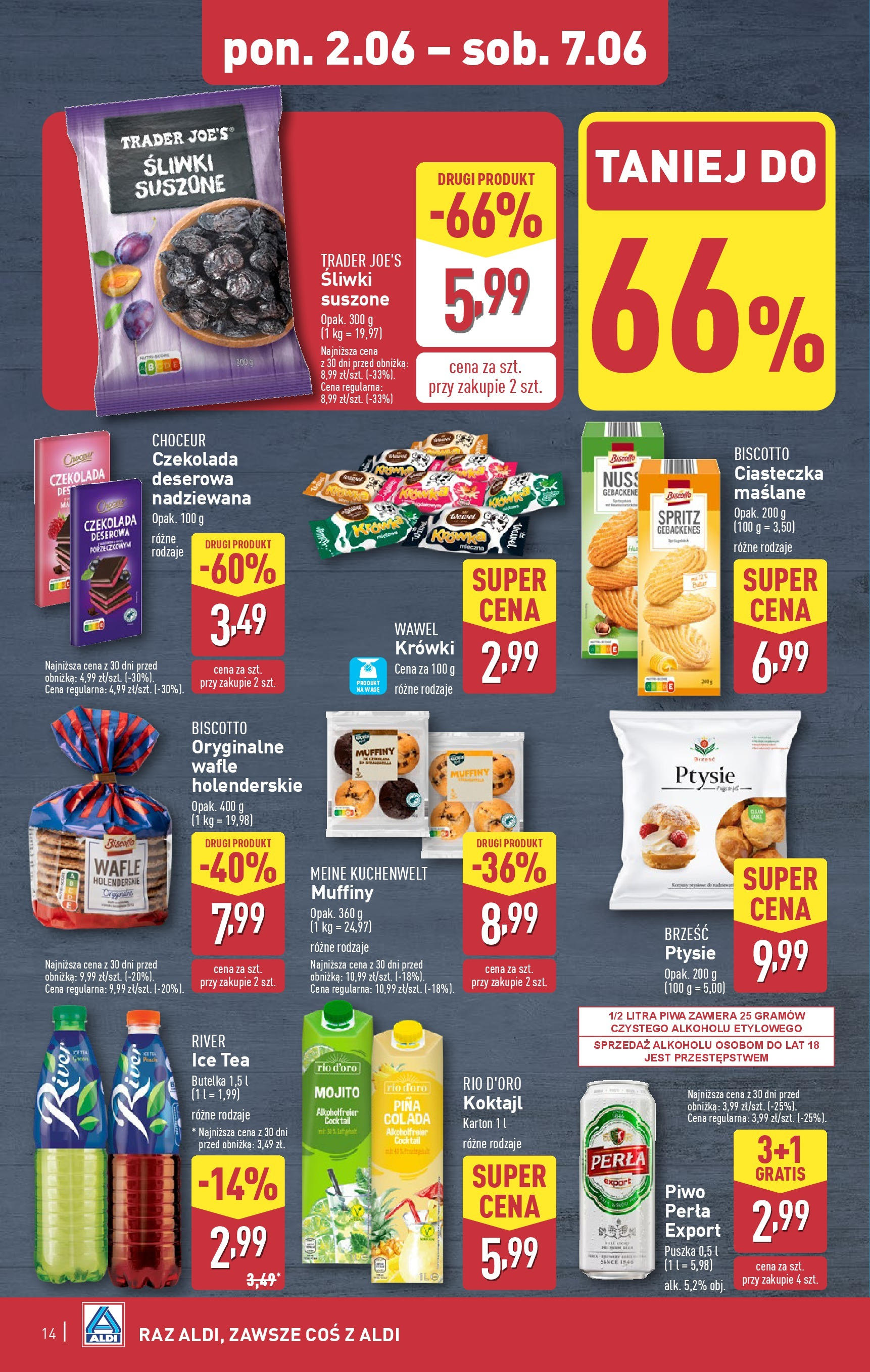 Aldi Gazetka od 02.06.2025 - Ulotka PDF, promocje | Strona: 14 | Produkty: Ice Tea, Śliwki, Czekolada, Czekolada deserowa