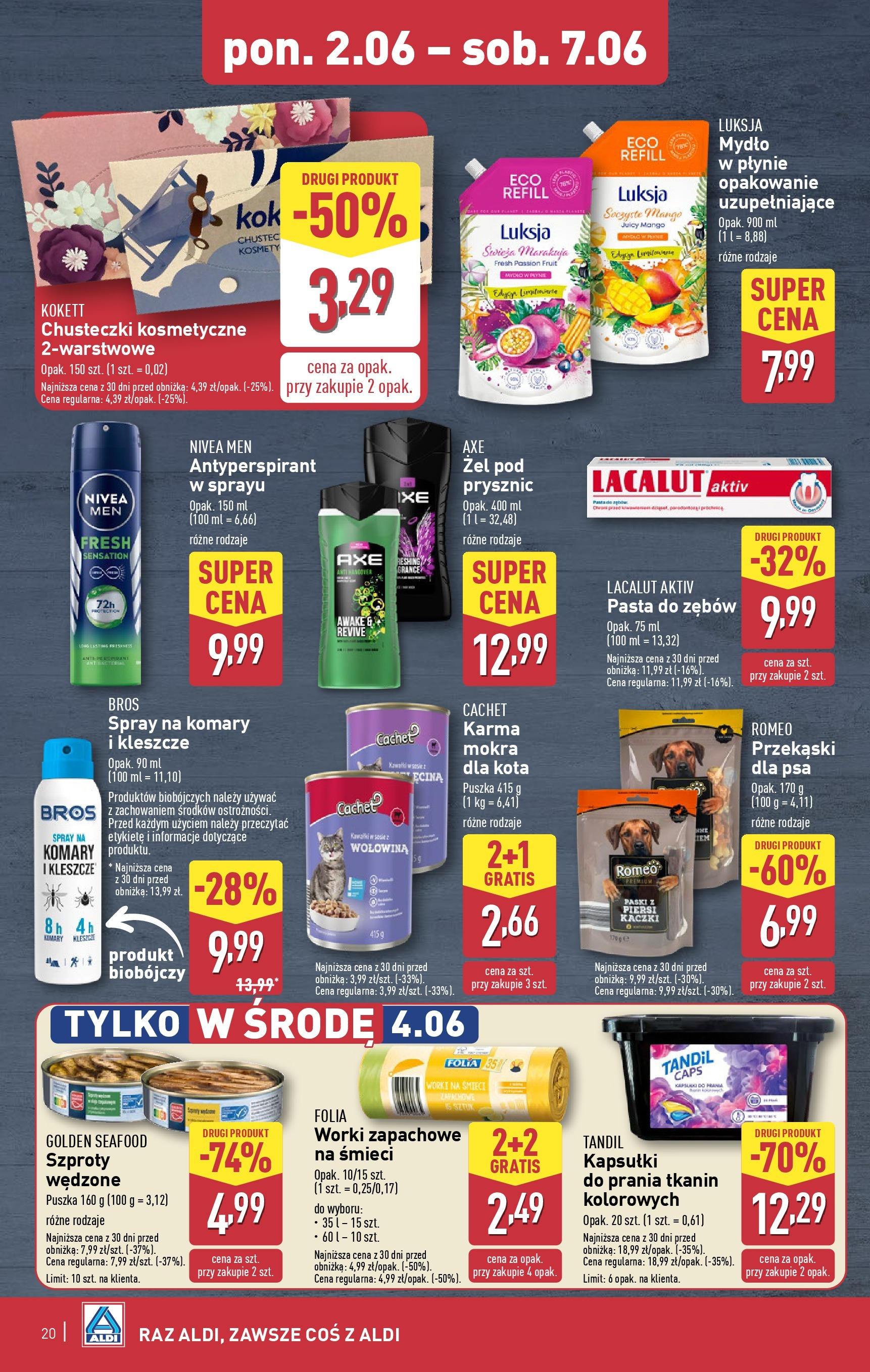 Aldi Gazetka od 02.06.2025 - Ulotka PDF, promocje | Strona: 20 | Produkty: Prysznic, Kapsułki do prania, Mydło, Antyperspirant