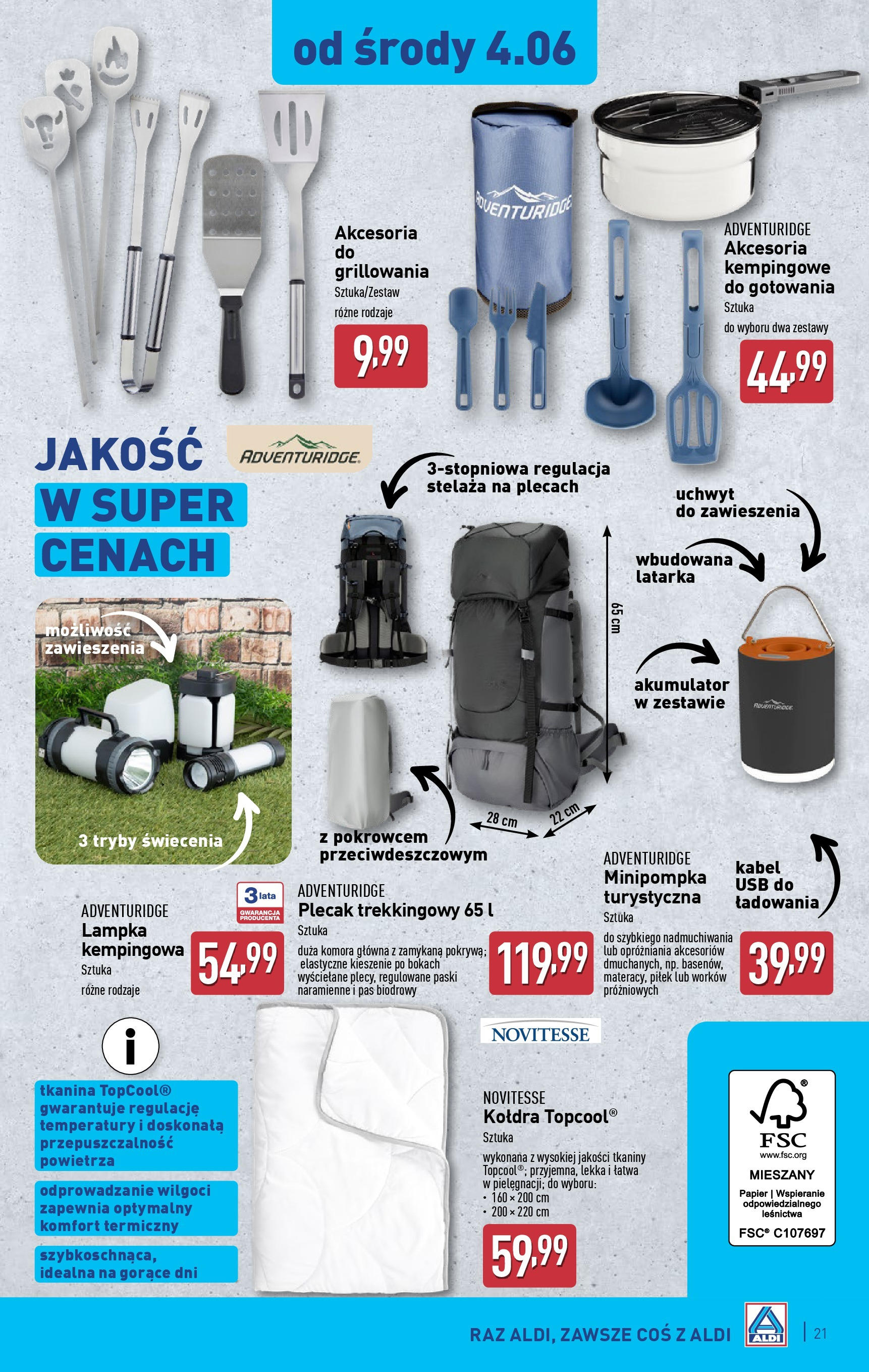 Aldi Gazetka od 02.06.2025 - Ulotka PDF, promocje | Strona: 21 | Produkty: Plecak, Kabel, USB, Kołdra