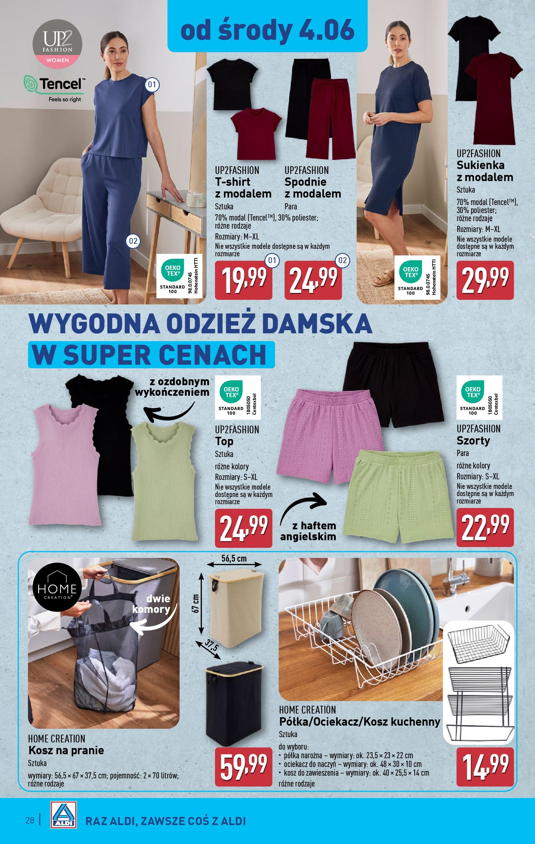 Aldi Gazetka od 02.06.2025 - Ulotka PDF, promocje | Strona: 28 | Produkty: Szorty, Spodnie, Sukienka, Kosz na pranie