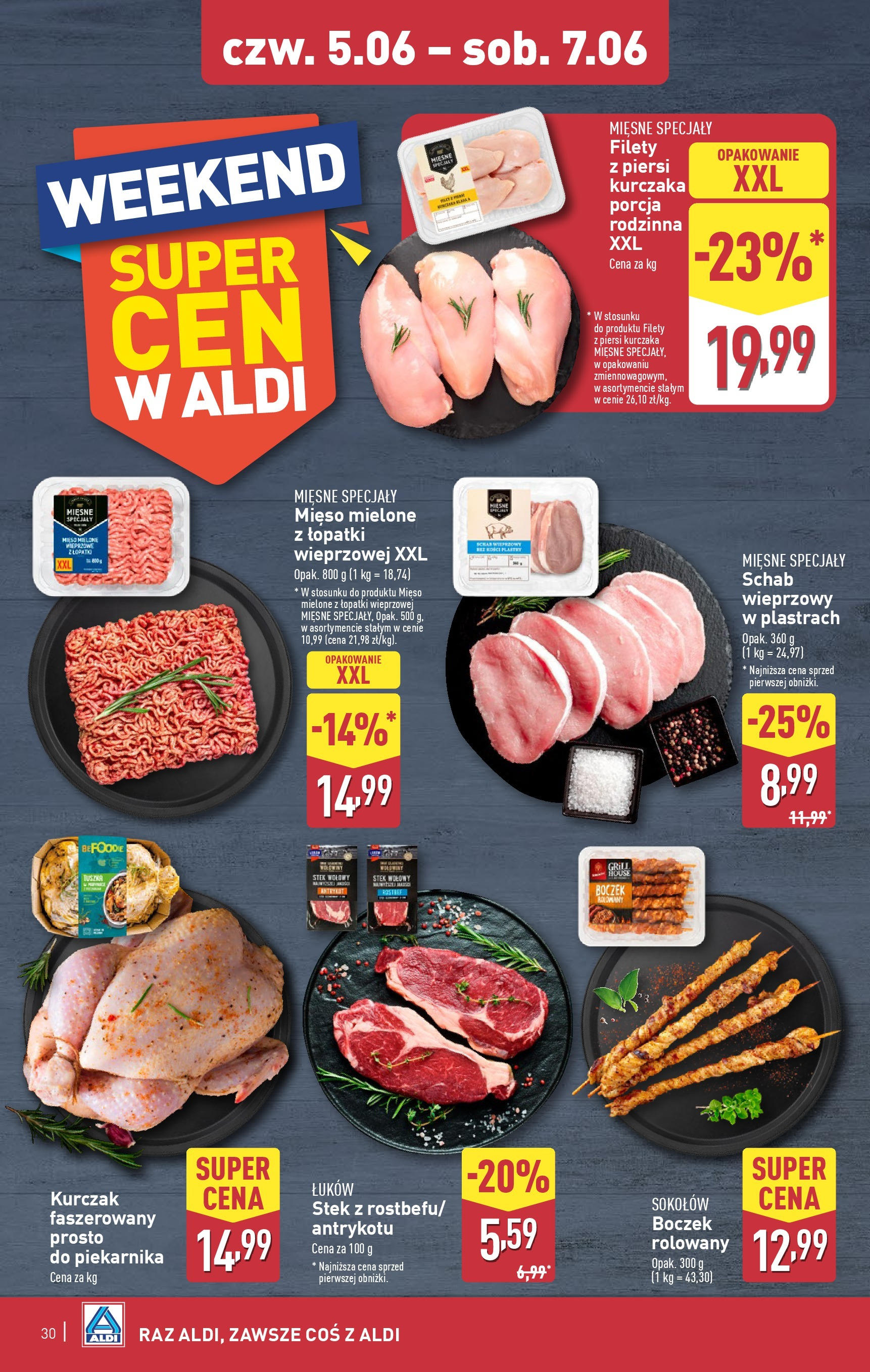 Aldi Gazetka od 02.06.2025 - Ulotka PDF, promocje | Strona: 30 | Produkty: Kurczak, Schab, Schab wieprzowy, Boczek