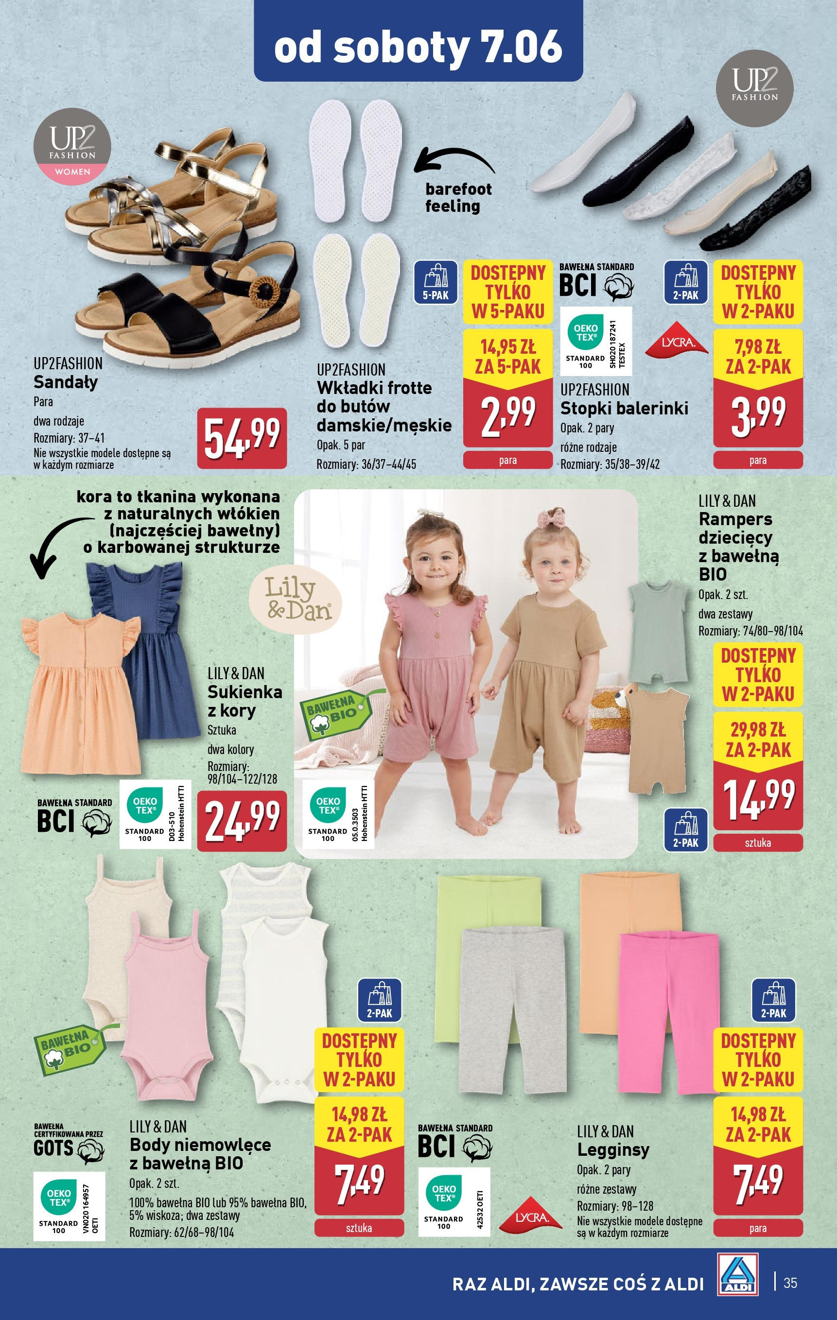 Aldi Gazetka od 02.06.2025 - Ulotka PDF, promocje | Strona: 35 | Produkty: Legginsy, Sandały, Sukienka, Body