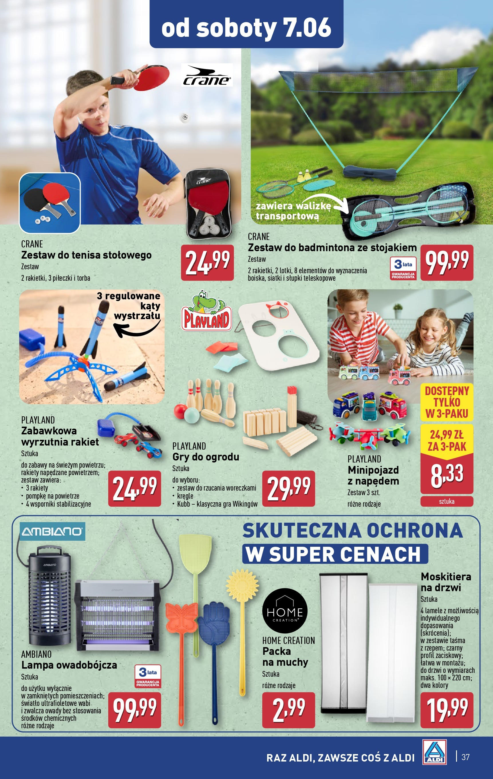 Aldi Gazetka od 02.06.2025 - Ulotka PDF, promocje | Strona: 37 | Produkty: Wyrzutnia, Lampa, Gry, Moskitiera na drzwi