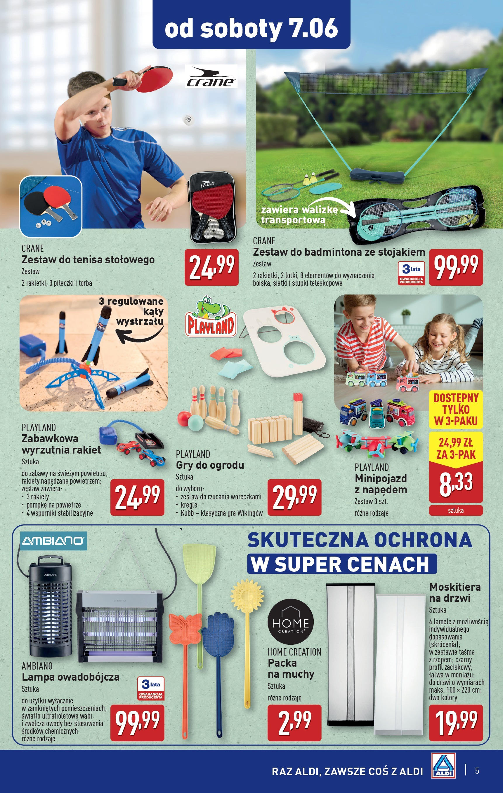 Aldi Gazetka - Non food od Soboty od 07.06.2025 - Ulotka PDF, promocje | Strona: 5 | Produkty: Gra, Torba, Wyrzutnia, Moskitiera na drzwi