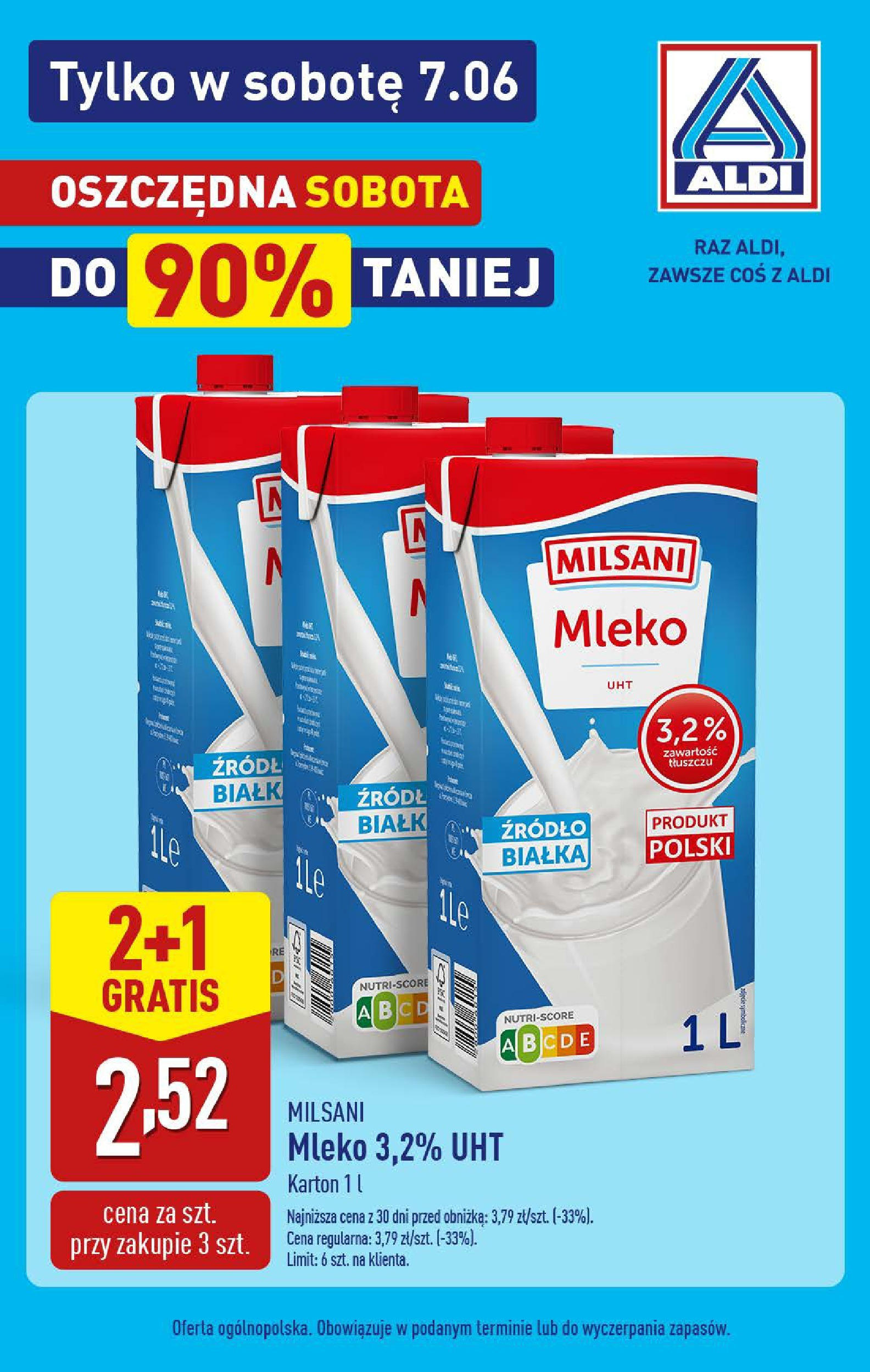 Aldi Gazetka - Promocja tylko w sobotę od 07.06.2025 - Ulotka PDF, promocje | Strona: 3 | Produkty: Mleko