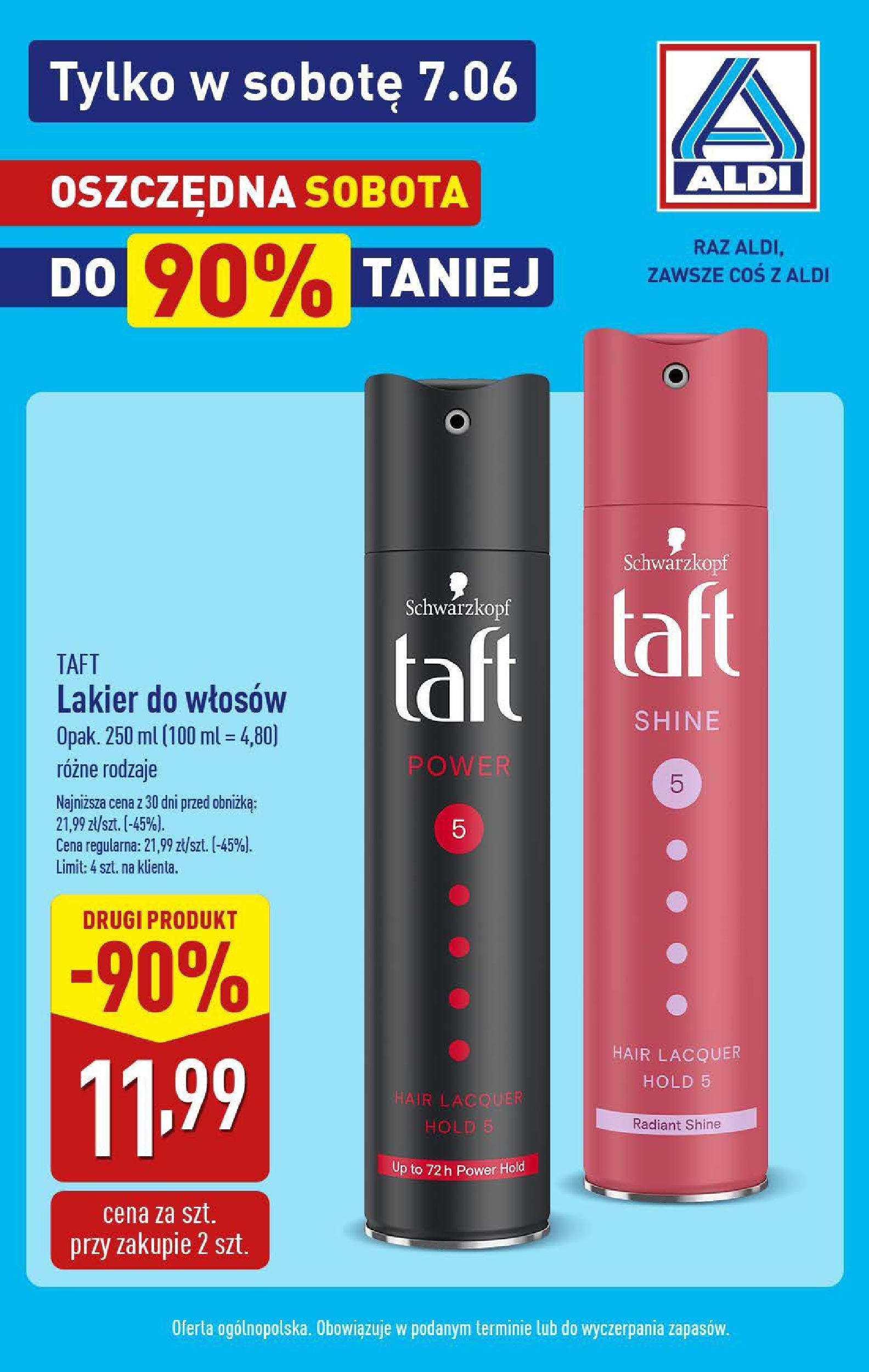 Aldi Gazetka - Promocja tylko w sobotę od 07.06.2025 - Ulotka PDF, promocje | Strona: 6 | Produkty: Lakier do włosów