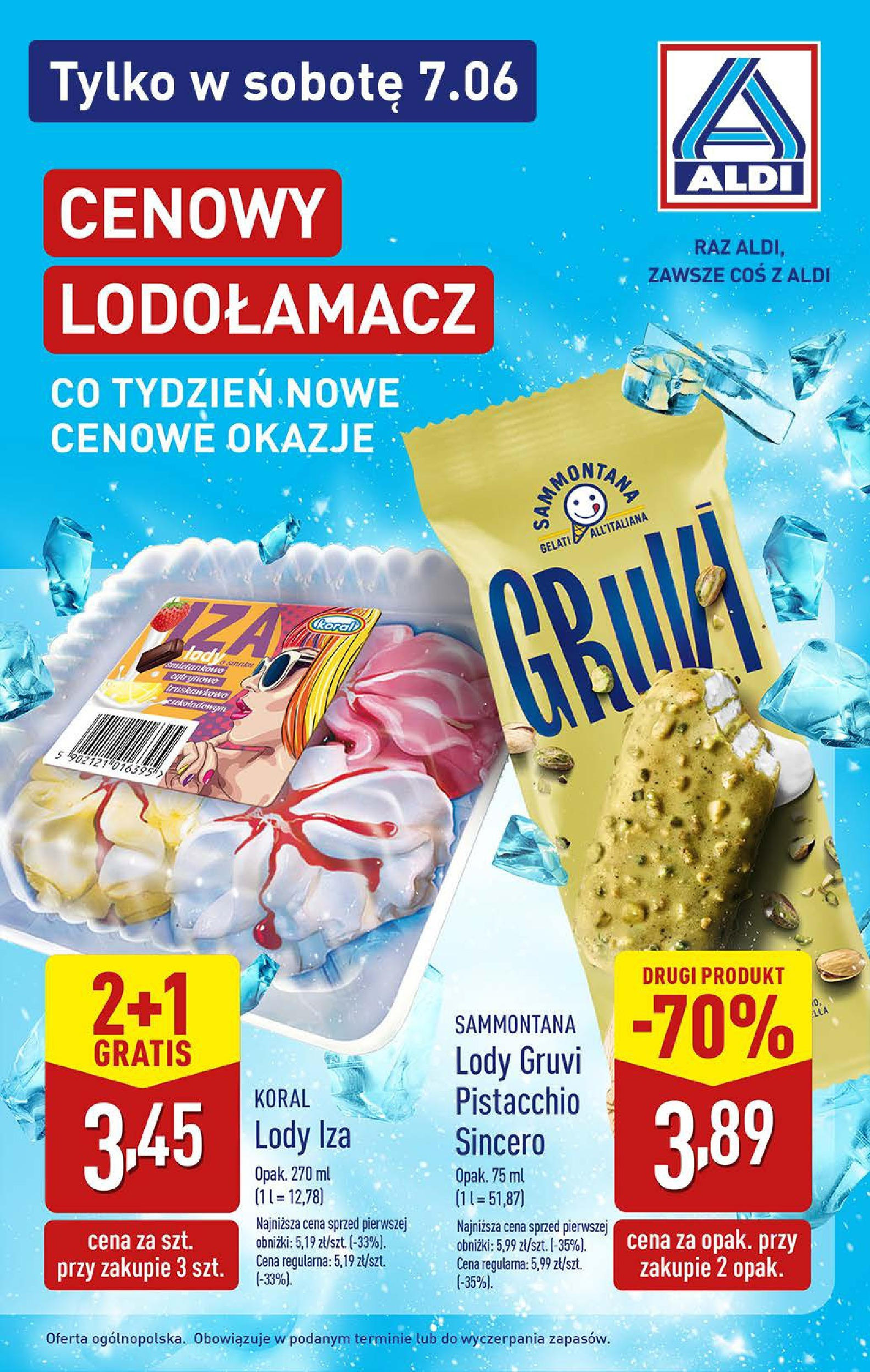 Aldi Gazetka - Promocja tylko w sobotę od 07.06.2025 - Ulotka PDF, promocje | Strona: 7 | Produkty: Lody
