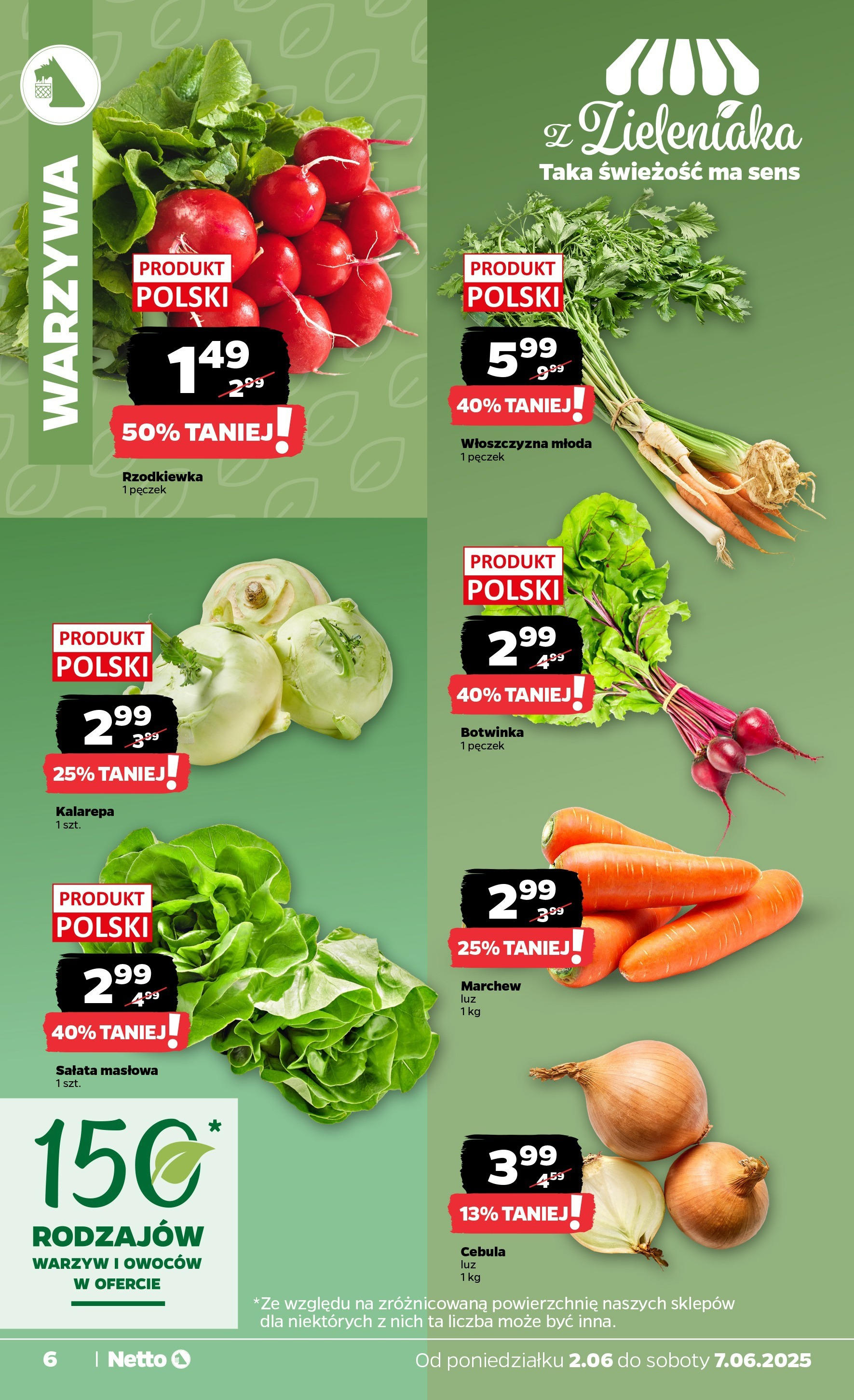 Netto gazetka - Spożywcza od 02.06.2025 - Aktualne promocje | Strona: 6 | Produkty: Botwinka, Kalarepa, Warzywa