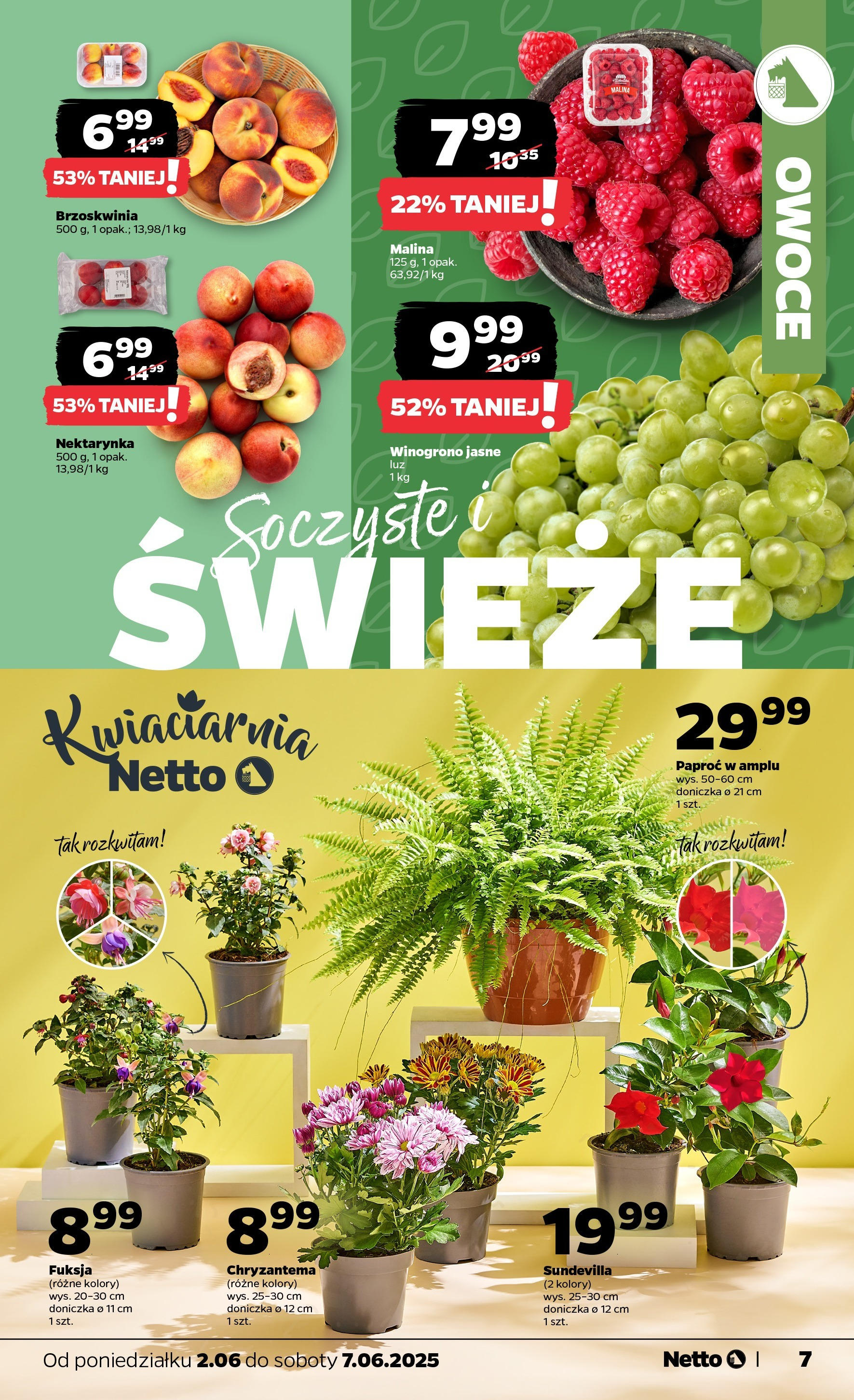 Netto gazetka - Spożywcza od 02.06.2025 - Aktualne promocje | Strona: 7 | Produkty: Nektarynka, Malina, Winogrono, Owoce