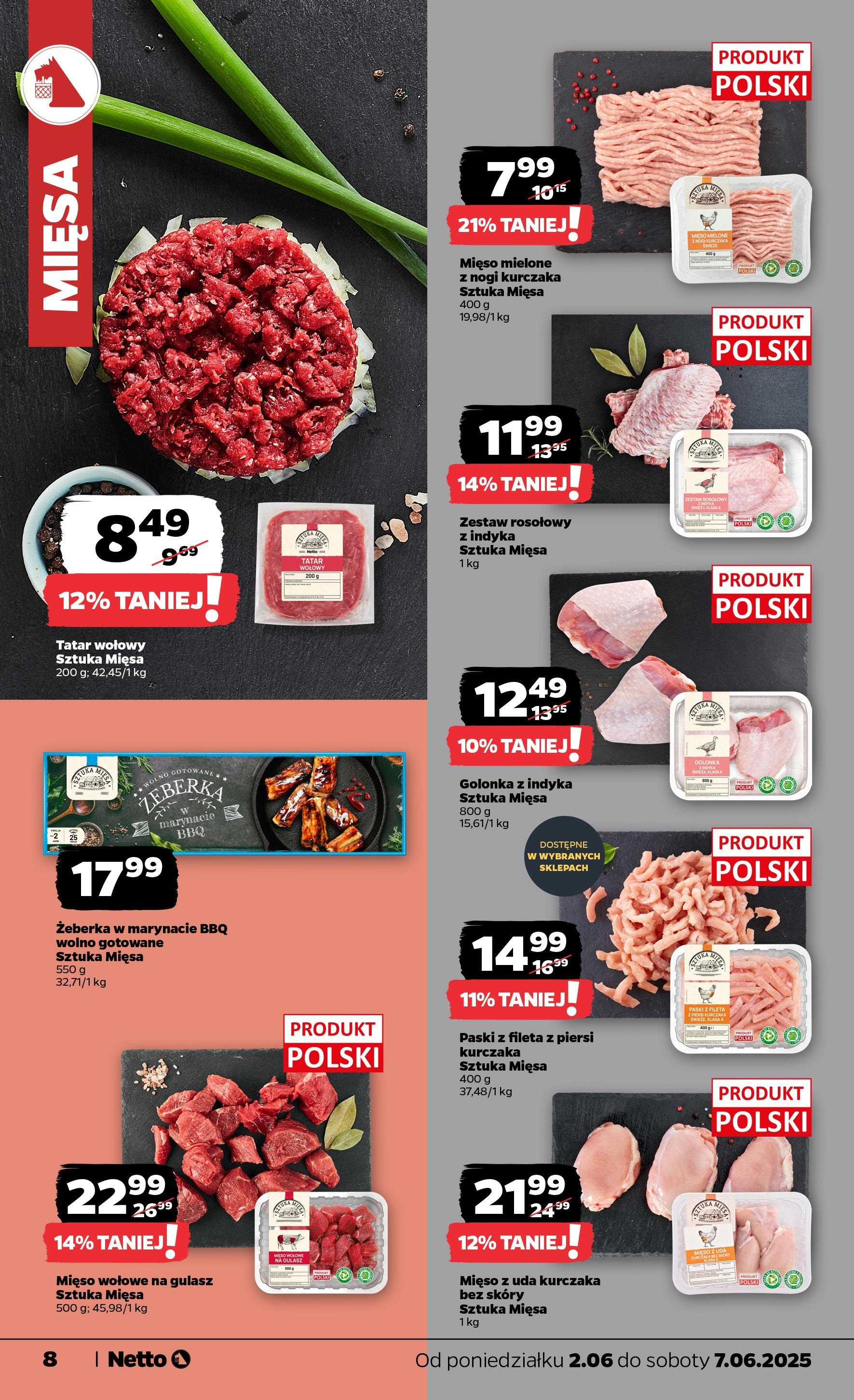 Netto gazetka - Spożywcza od 02.06.2025 - Aktualne promocje | Strona: 8 | Produkty: Mięso z uda kurczaka, Mięso, Wolno gotowane, Gulasz
