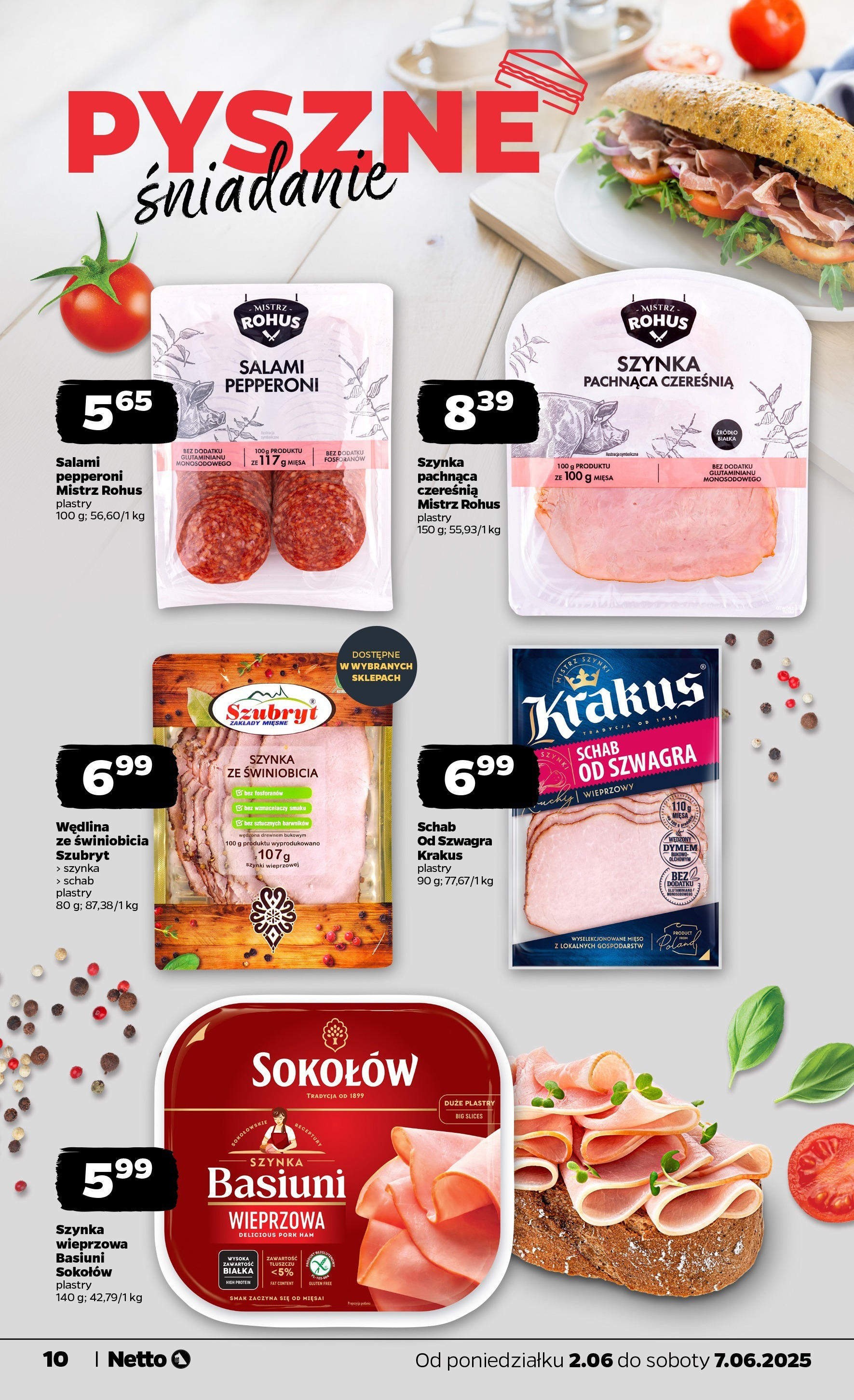 Netto gazetka - Spożywcza od 02.06.2025 - Aktualne promocje | Strona: 10 | Produkty: Salami pepperoni, Schab, Szynka, Salami